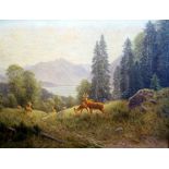 Ludwig Skell, 1869 München - 1950 Bad TölzÖl/Leinwand, Waldlichtung mit Rehen. Ludwig Skell malte