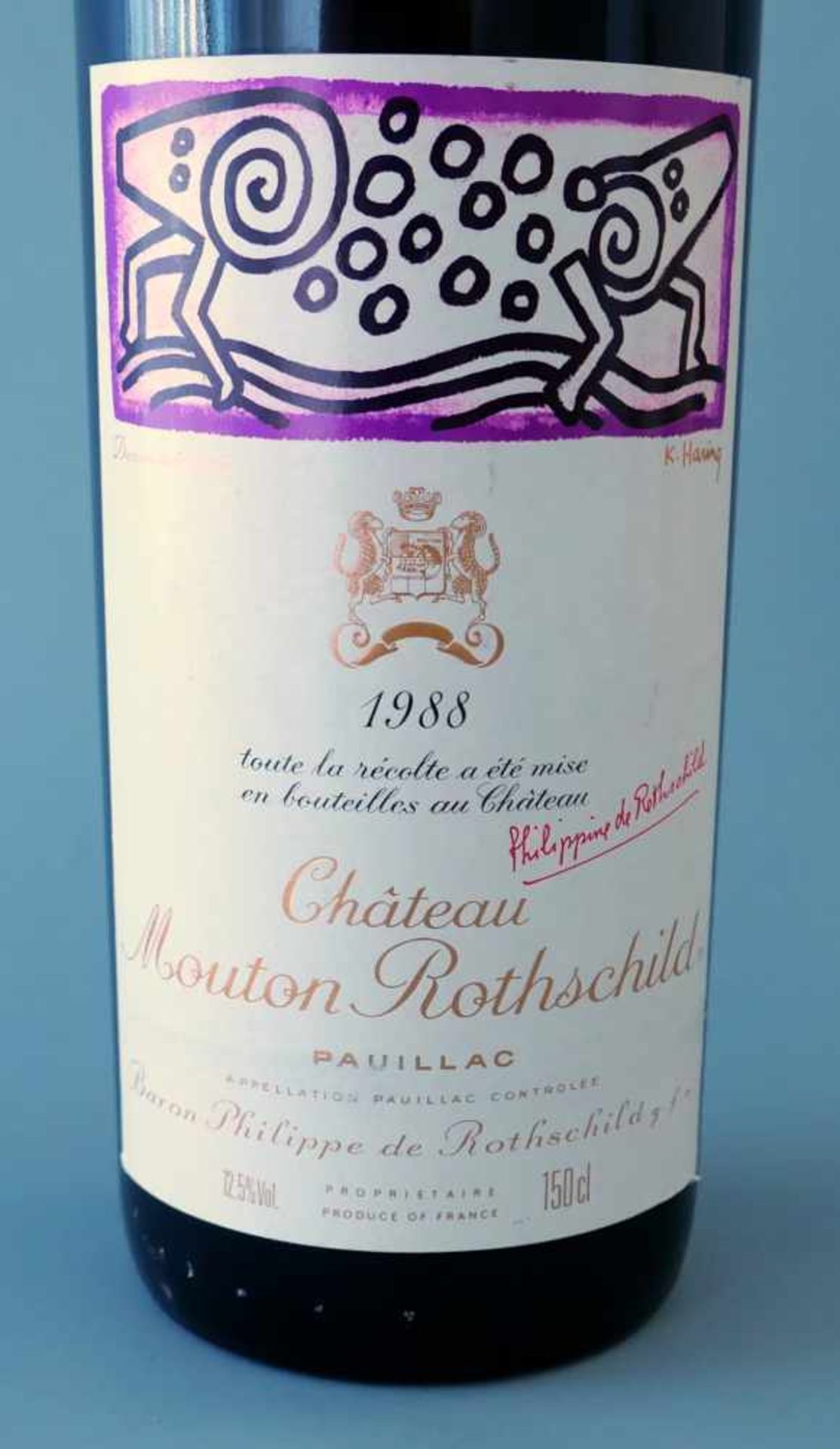 Chateau Mouton RothschildJahrgang 1988, Inhalt 1500 ml. Etikett mit einem Kunstwerk von Keith - Bild 2 aus 2