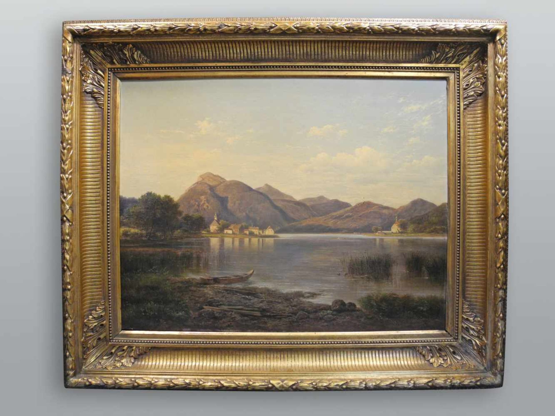 Carl Haefner, 1814 Lübeck - 1873 MünchenÖl/Leinwand, doub. Sonnige Ansicht des Walchensees. Seine - Bild 9 aus 9