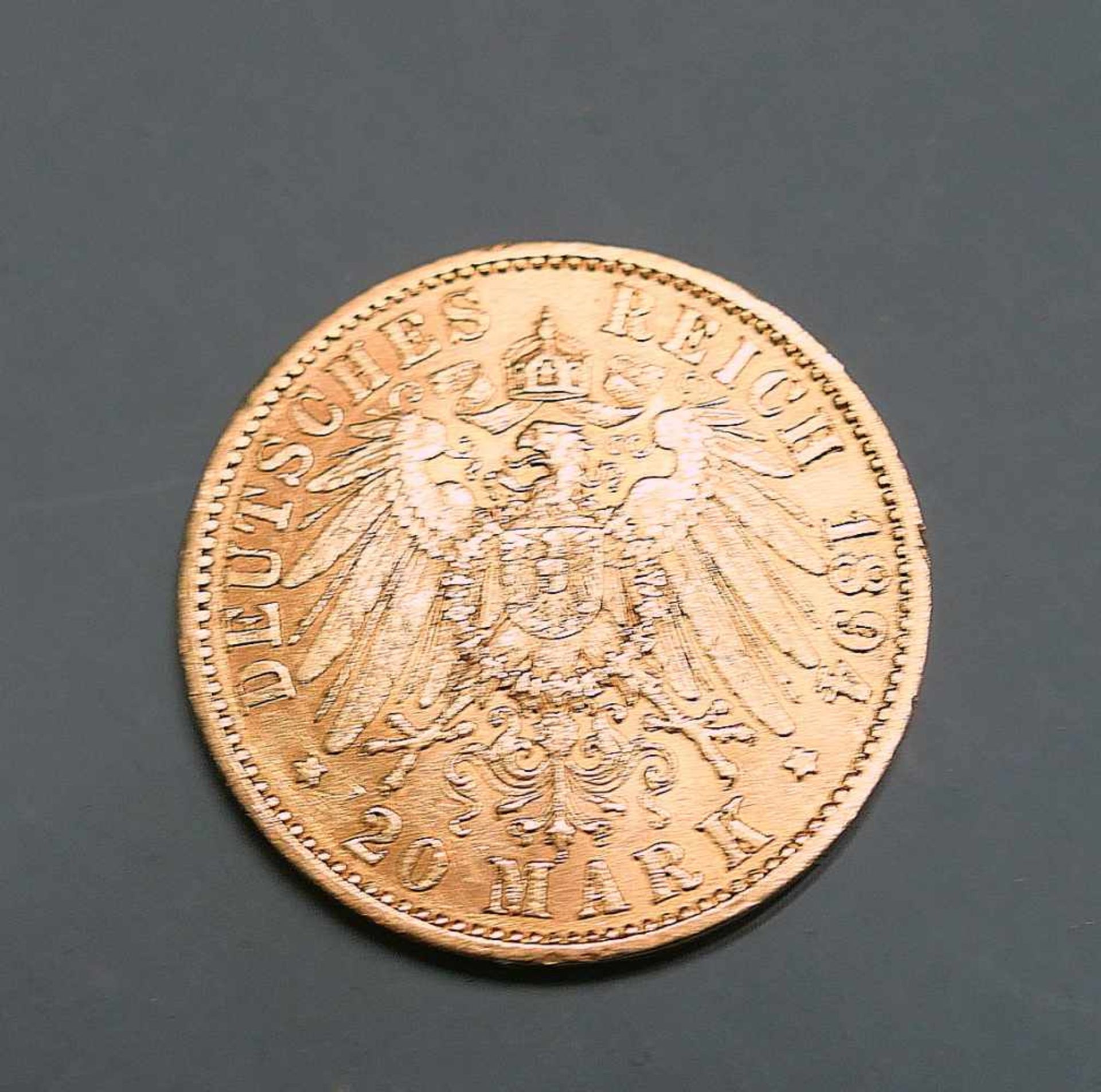 Goldmünze, 20 ReichsmarkGold. 20 Mark, Wilhelm II deutscher Kaiser König v. Preussen. A. - Bild 2 aus 2
