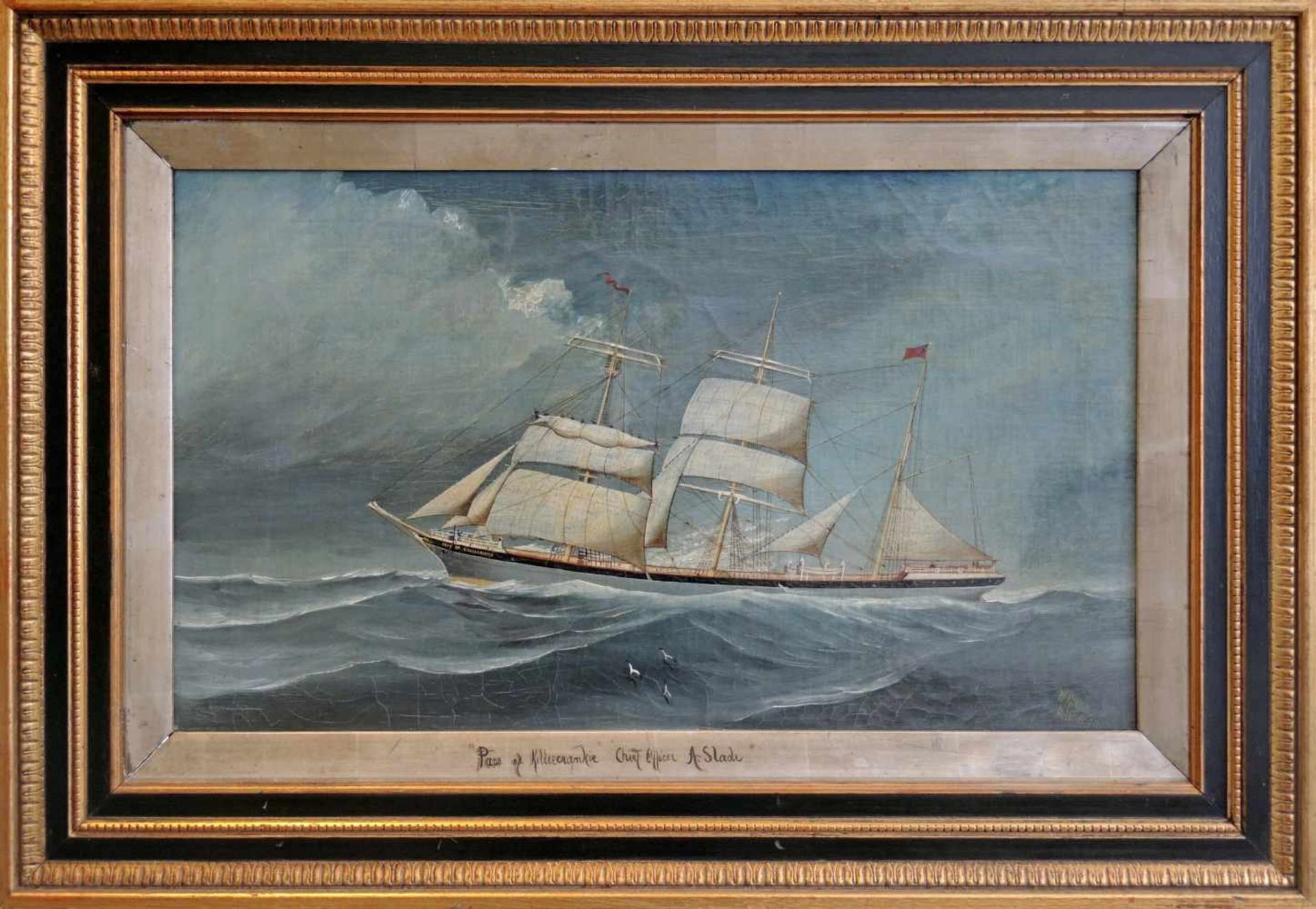 William Hooper, unbekanntÖl/Leinwand, teildoubl. Segelschiff am Pass von Killiecrankie. Rechts unten - Bild 2 aus 2