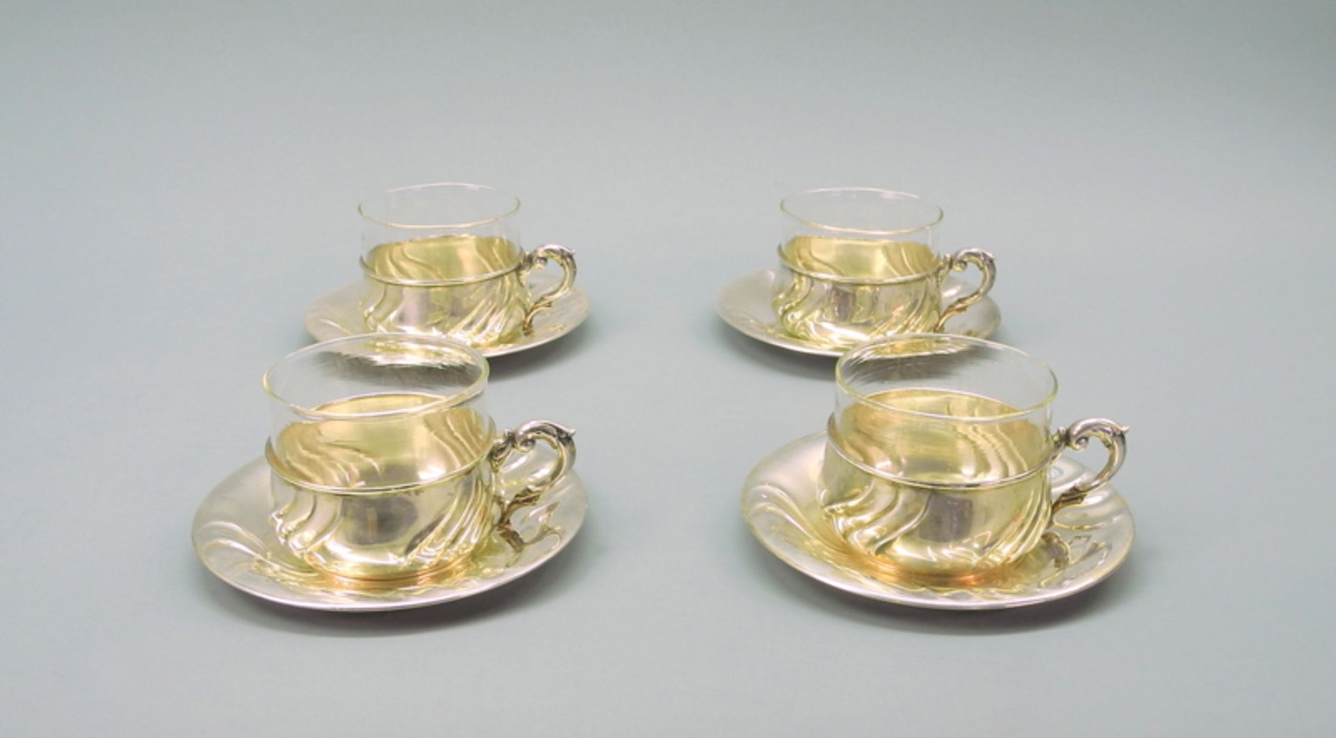 Vier Teegläser mit Silbermontur - Bild 5 aus 10