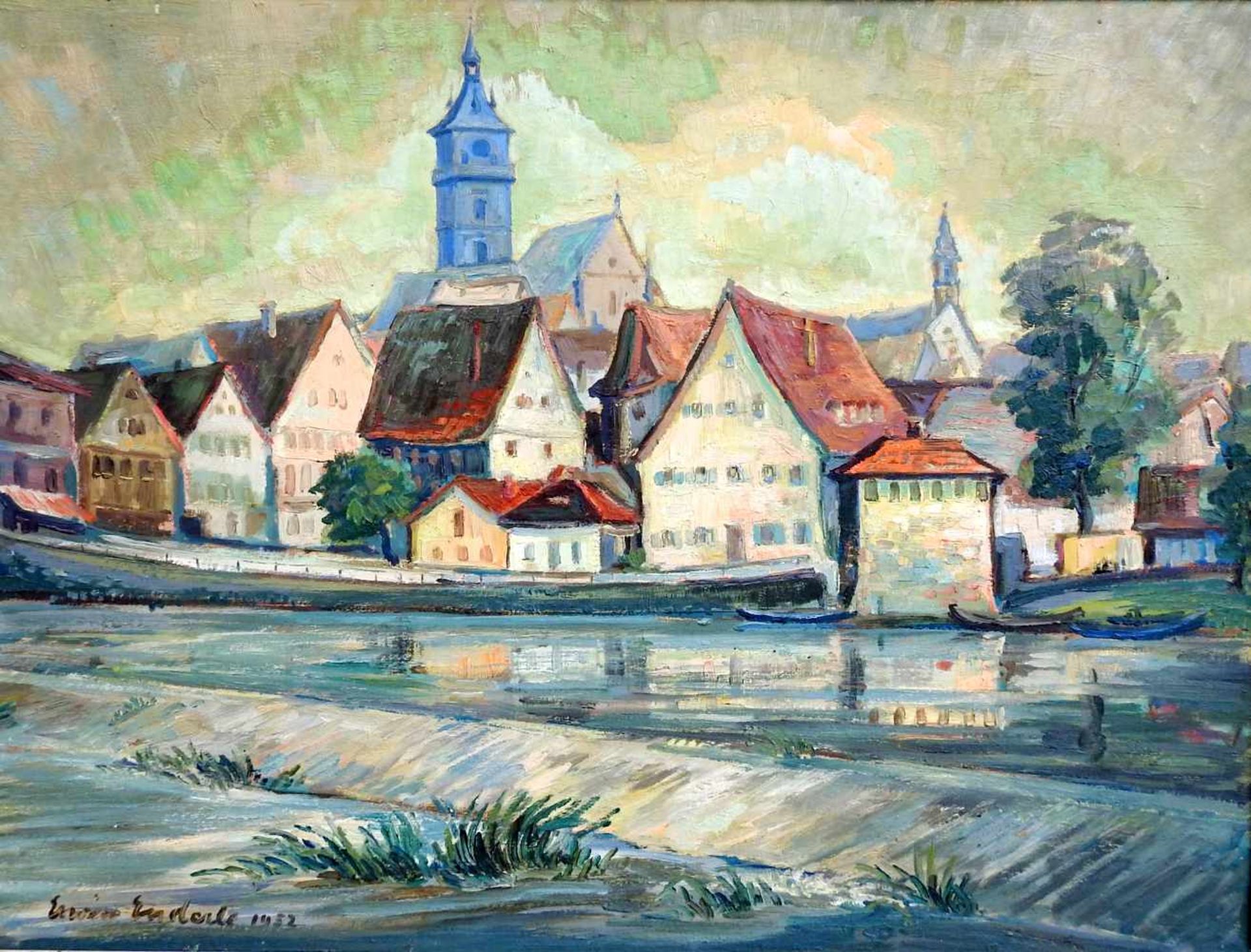 Erwin Enderle, 1911 Backnang – 1994 PfedelbachÖl/Leinwand. Eine süddeutsche Stadta