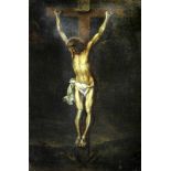 Jesus am KreuzÖl/Leinwand. Dargestellt ist der Vier-Nagel-Typus des gekreuzigten Jesu