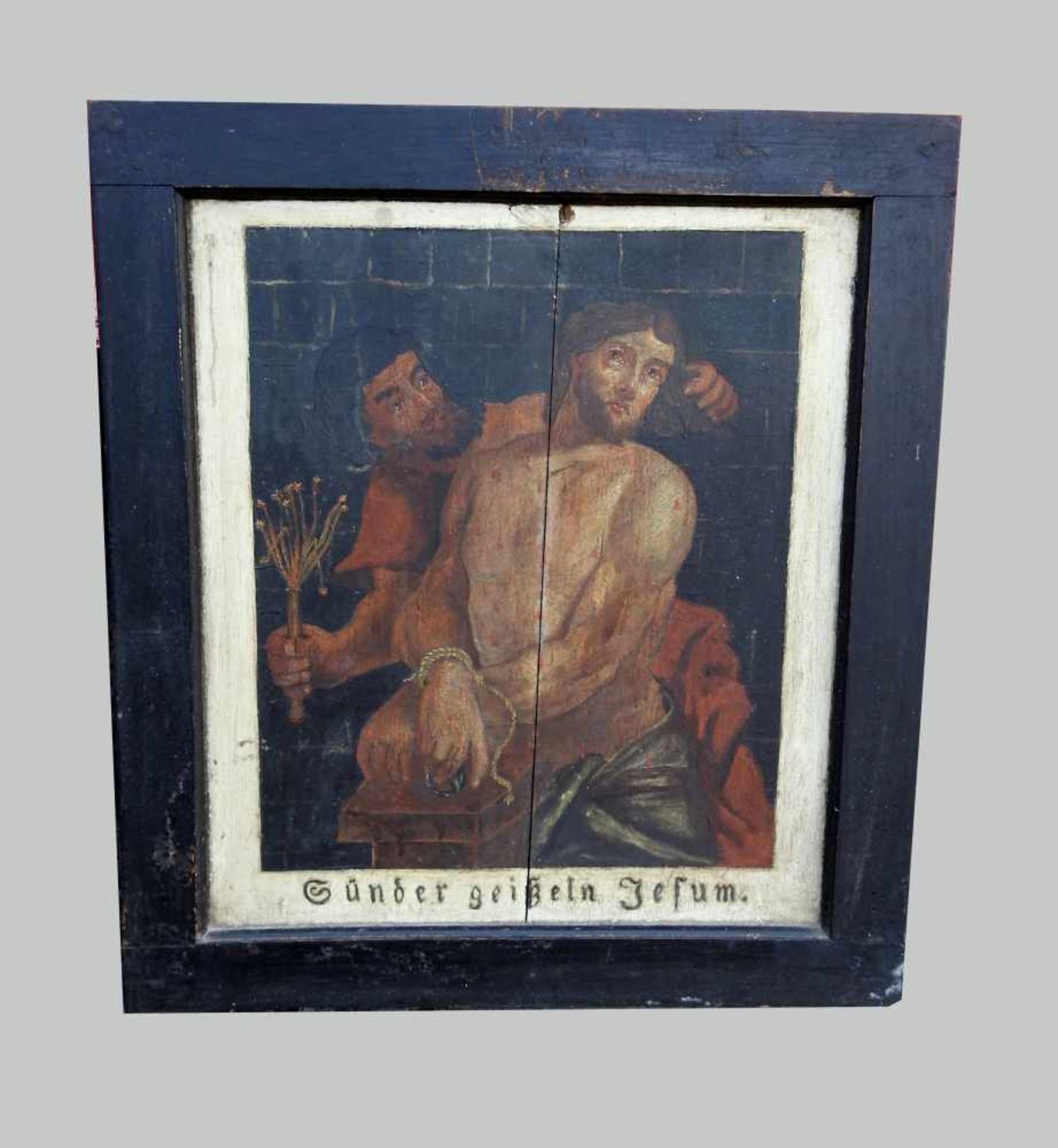 Fünf KreuzwegstationenÖl/Holz. Gemälde aus den Kreuzwegstationen, darunter Jesus in - Bild 10 aus 15