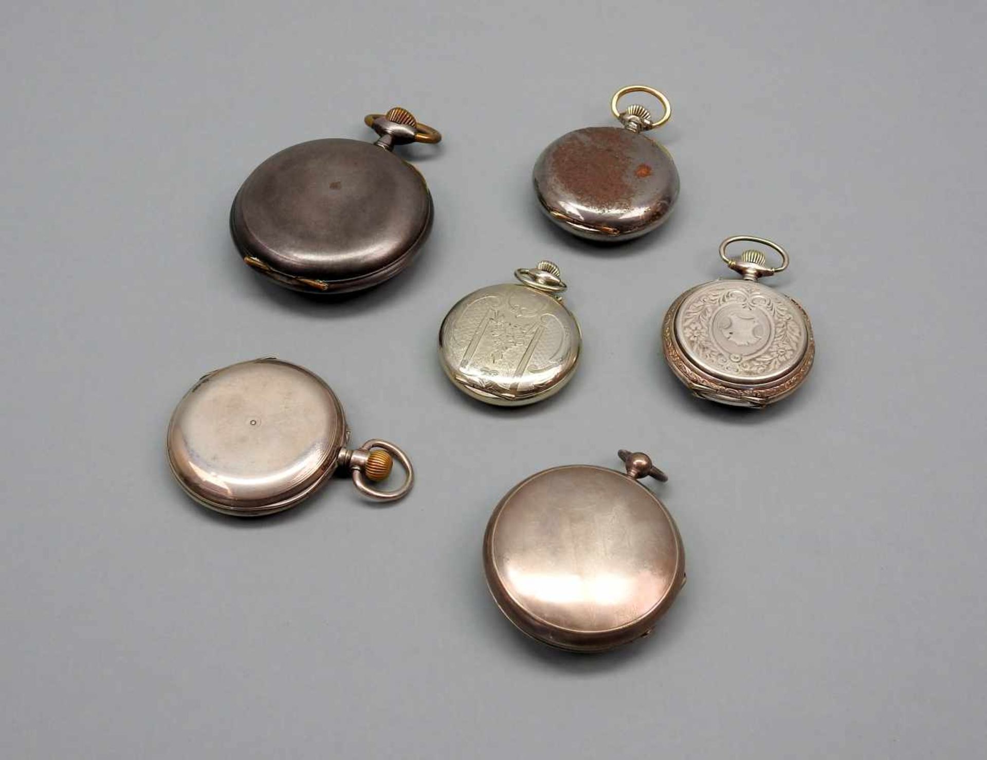 Konvolut von TaschenuhrenSilber und Metall, das Konvolut besteht aus 6 Taschenuhren (5 - Bild 10 aus 16