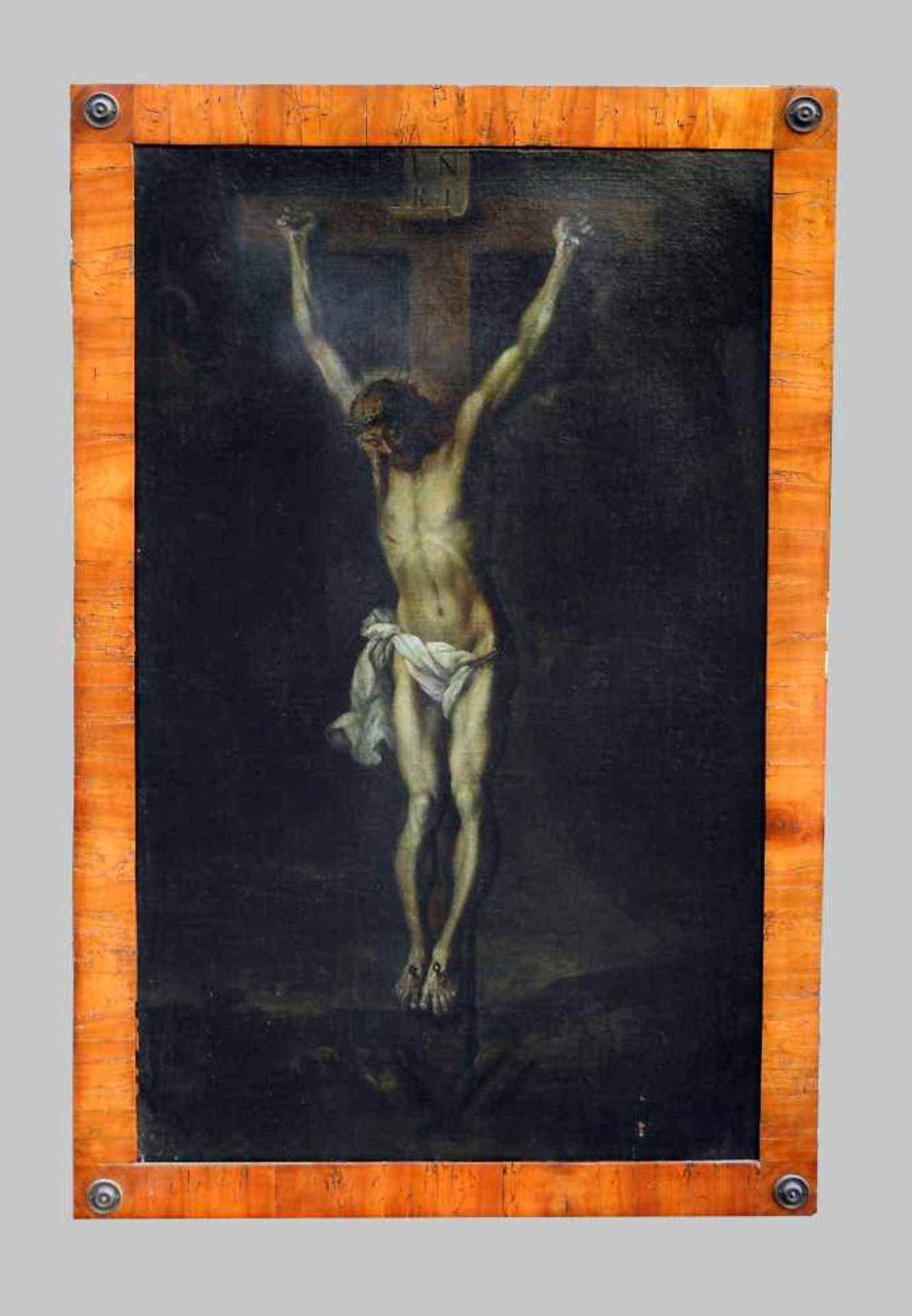 Jesus am KreuzÖl/Leinwand. Dargestellt ist der Vier-Nagel-Typus des gekreuzigten Jesu - Bild 2 aus 3