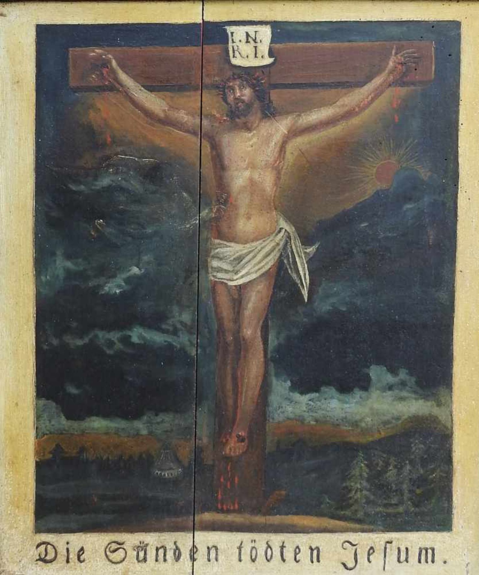 Fünf KreuzwegstationenÖl/Holz. Gemälde aus den Kreuzwegstationen, darunter Jesus in - Bild 12 aus 15