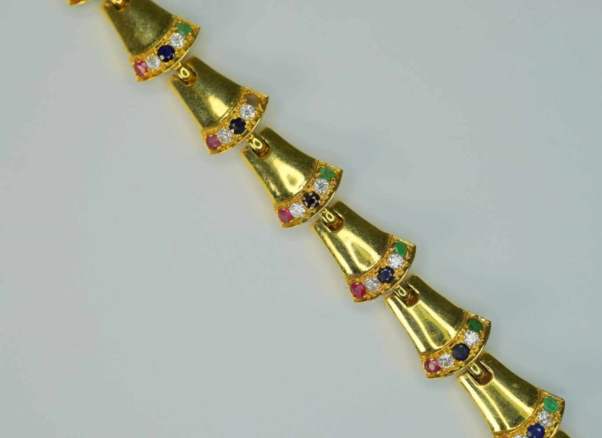 Feines Damenarmband14 K Gelbgold. Feines Armband mit glockenförmigen Gliedern, einzel - Bild 2 aus 2
