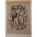 Schrimpf, Georg (1889 - 1938)"Zwei Frauen" Tusche-Zeichnung, sign. 23,5 x 17 cm.