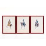 Grafiker um 19003 Drucke mit Darstellungen von Kavallerie-Offizieren in 3 verschiedenen Uniformen: