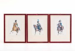 Grafiker um 19003 Drucke mit Darstellungen von Kavallerie-Offizieren in 3 verschiedenen Uniformen:
