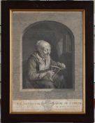 Jean Georges Wille, Graveur du Roy 1755"La Devideuse Mere de G. Douw". Kupferstich. Blattgr.: 40 x