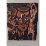 Crodel, Charles (1894 - 1973)"Junger Bauer", Farb-HS, Handdruck, Ex. 1/20, sign., 31 x 26/22 cm