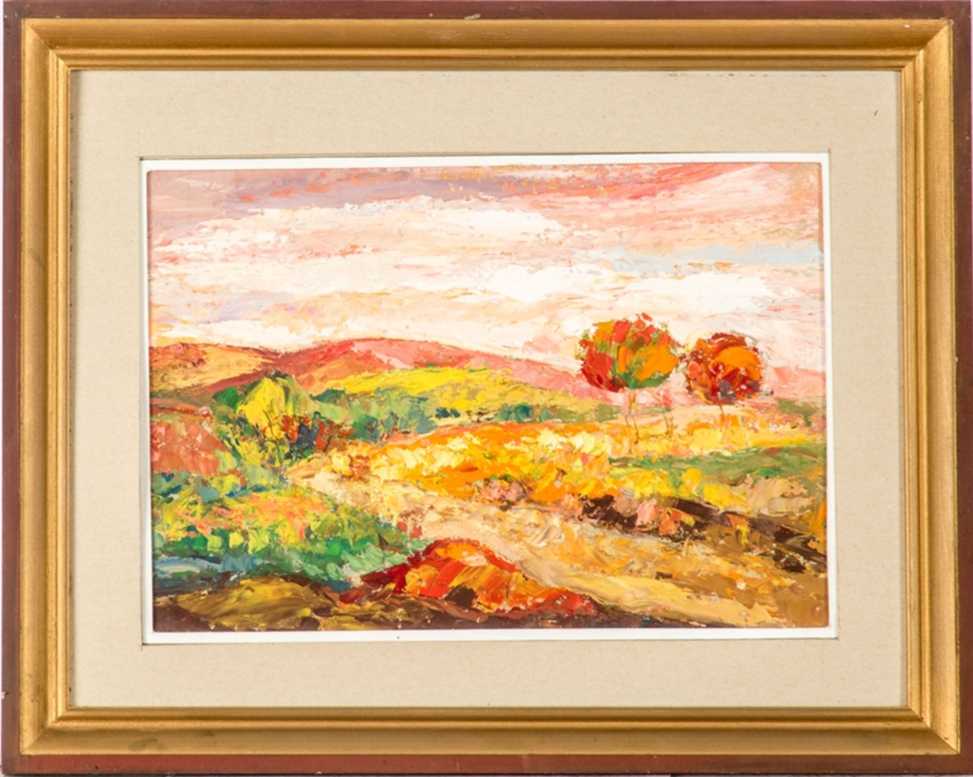 Filev Sasho (geb. 1946 in Bulgarien)Expressionistische Landschaft. Oel/Pappe, rücks. bez., 19 x 27