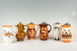 Sechs KeramikkannenUnterschiedliche Manufakturen z.B.: Gräfenroda, Leuchtenburg, Annaburg und