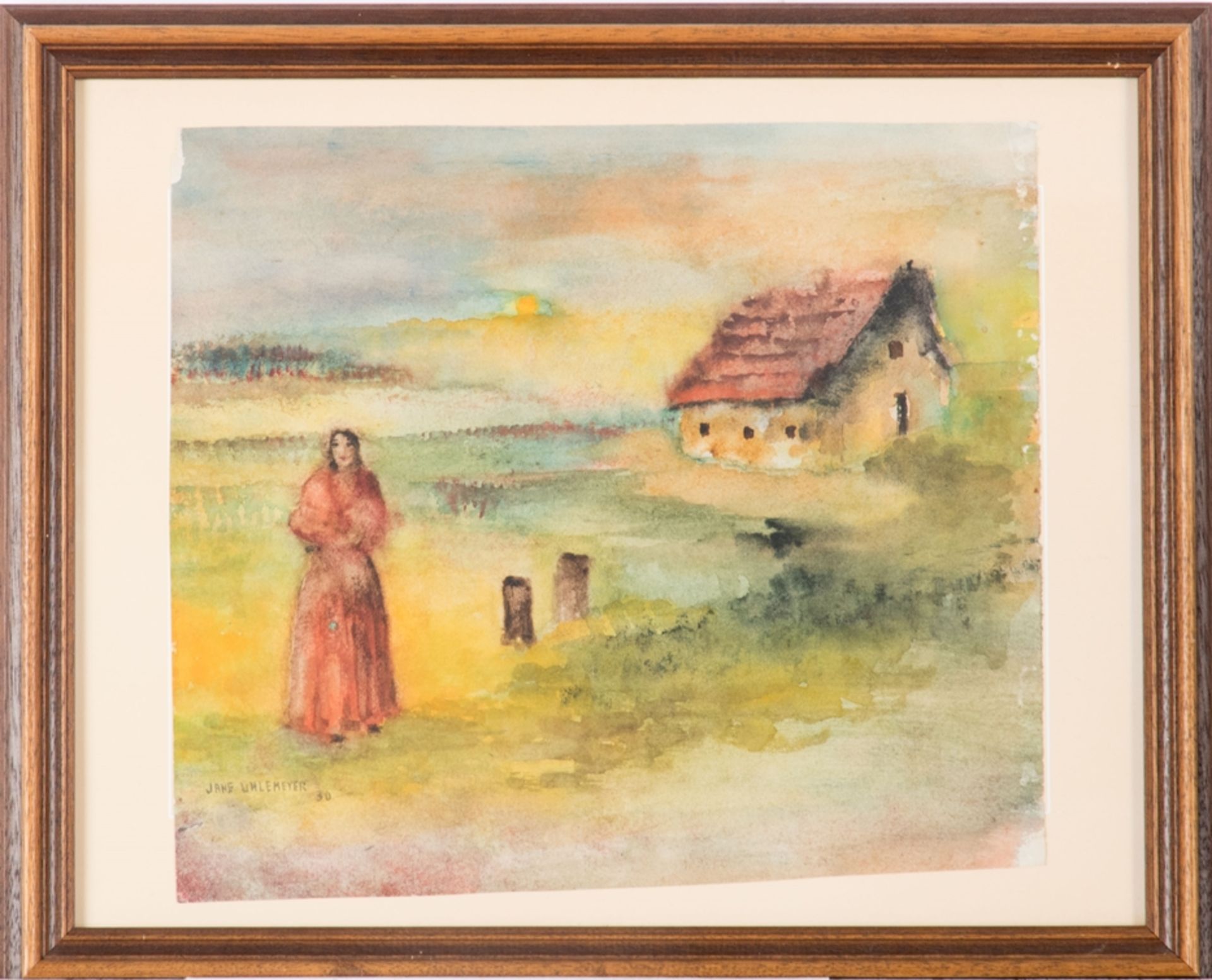 Uhlemeyer, Jane, Hannoversche MalerinAquarell, sign. u. links und dat. 1930. 25 x 28 cm.Unter Glas