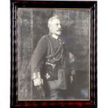 Kaiser Wilhelm II, Großes Bildmit Original Widmung und rückseitiger Bestätigung. Unter Glas gerahmt.