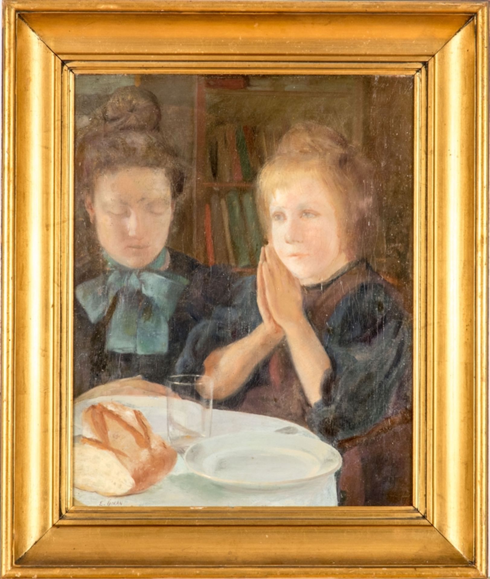 Giran, Emile Georges (1870 - 1902)Das Tischgebet, Oel/Lwd., unten links sign. um 1895.52 x 42 cm.