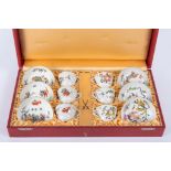 6 Moccatassen Unterschiedliches chinesischer Dekor, in Original-Präsentbox, Meissen,