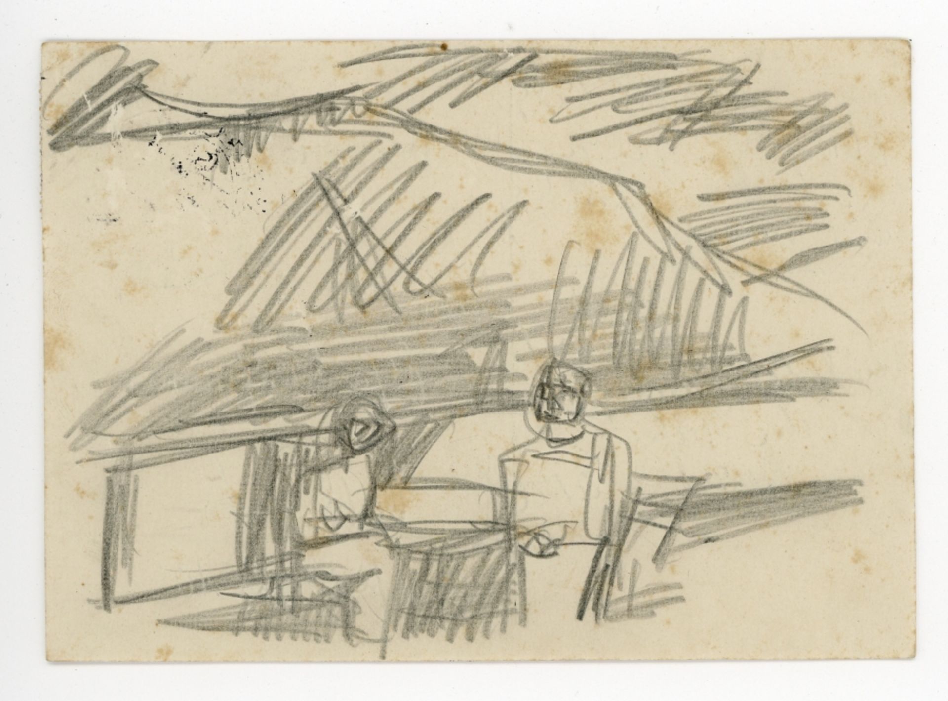 Pol Cassel1892 München - 1945 ChisinauFiguren vor GebirgslandschaftBleistift auf Papier