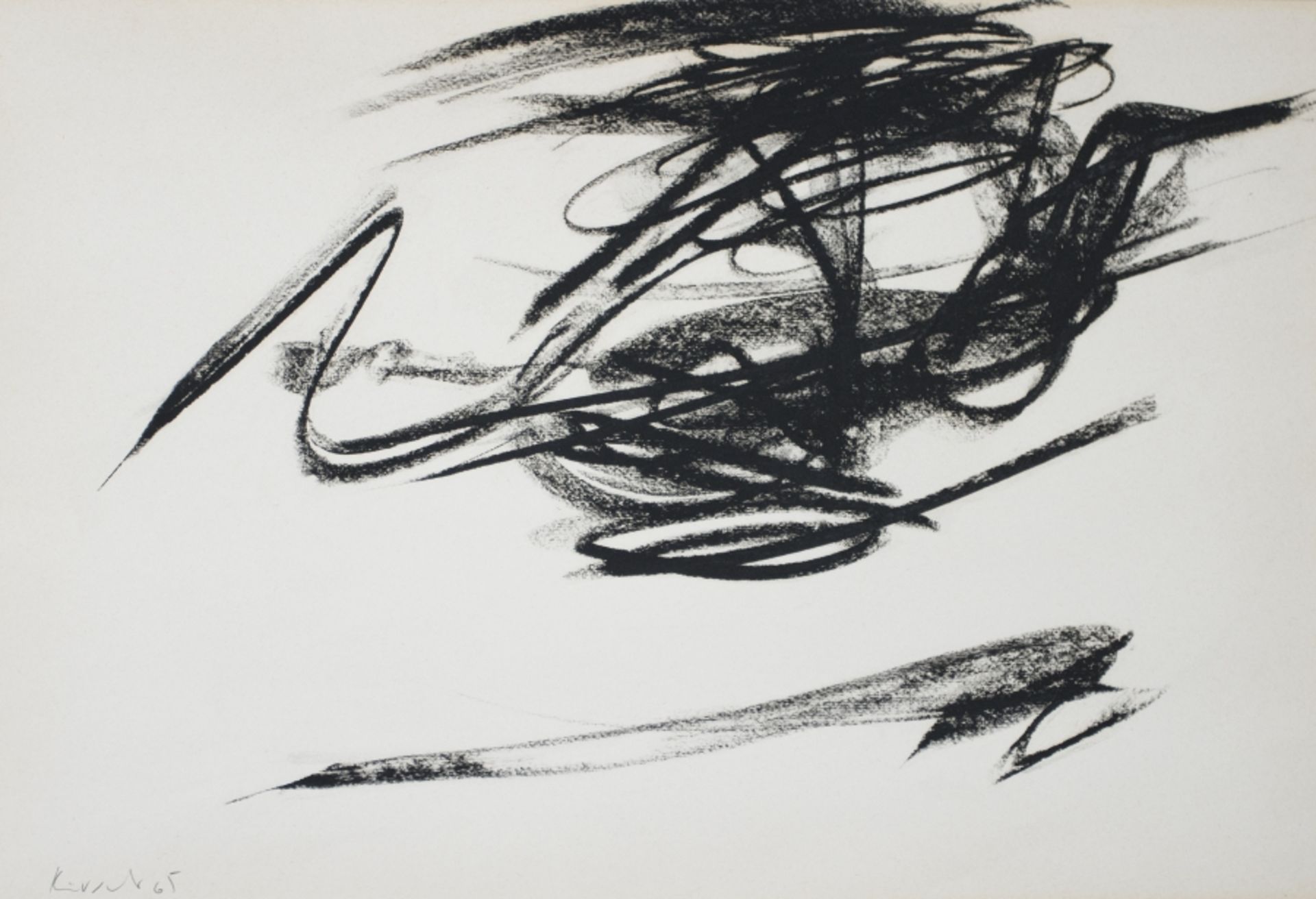 Künstler des 20. Jh.Ohne TitelKohle auf Papier, 1965; H 438 mm, B 625 mm; schwer leserlich