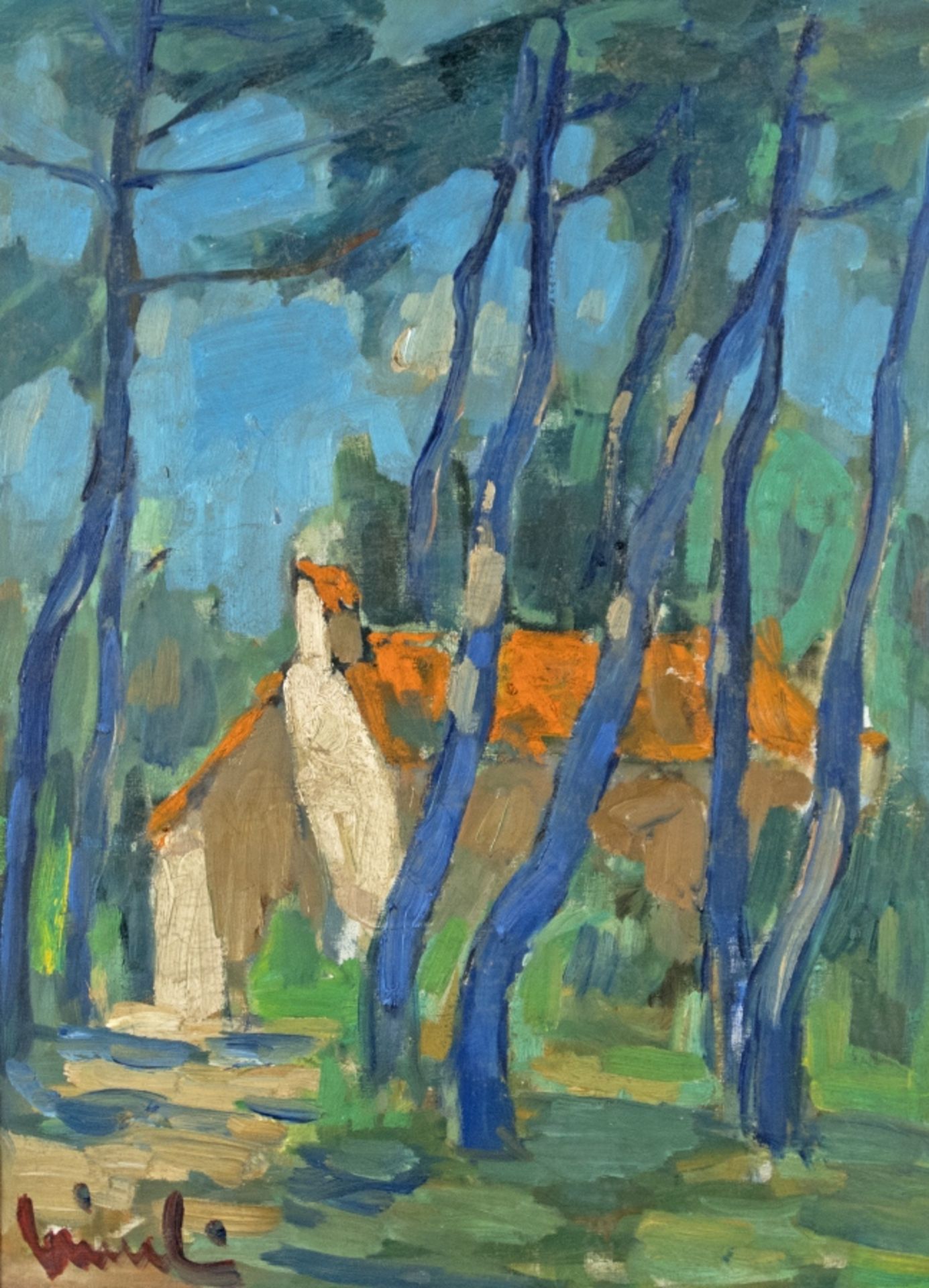 Fauvist der 1. Hälfte des 20. Jh.Nizza (Sonnenbeschienenes Haus zwischen den Bäumen)Öl auf