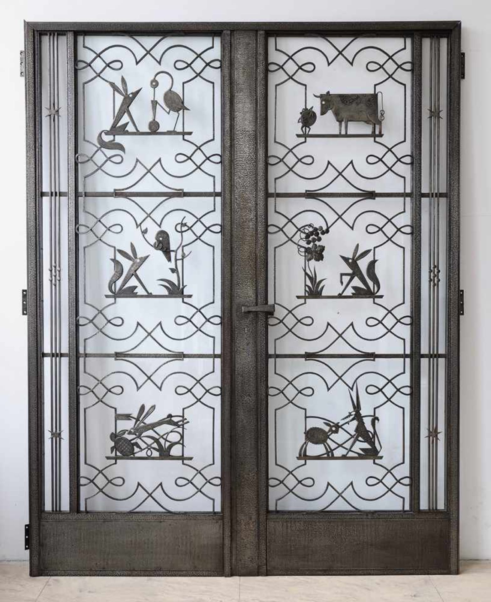 Edgar Brandt Edgar Brandt Double door wrought iron Aesop fables Large double door with Edgar