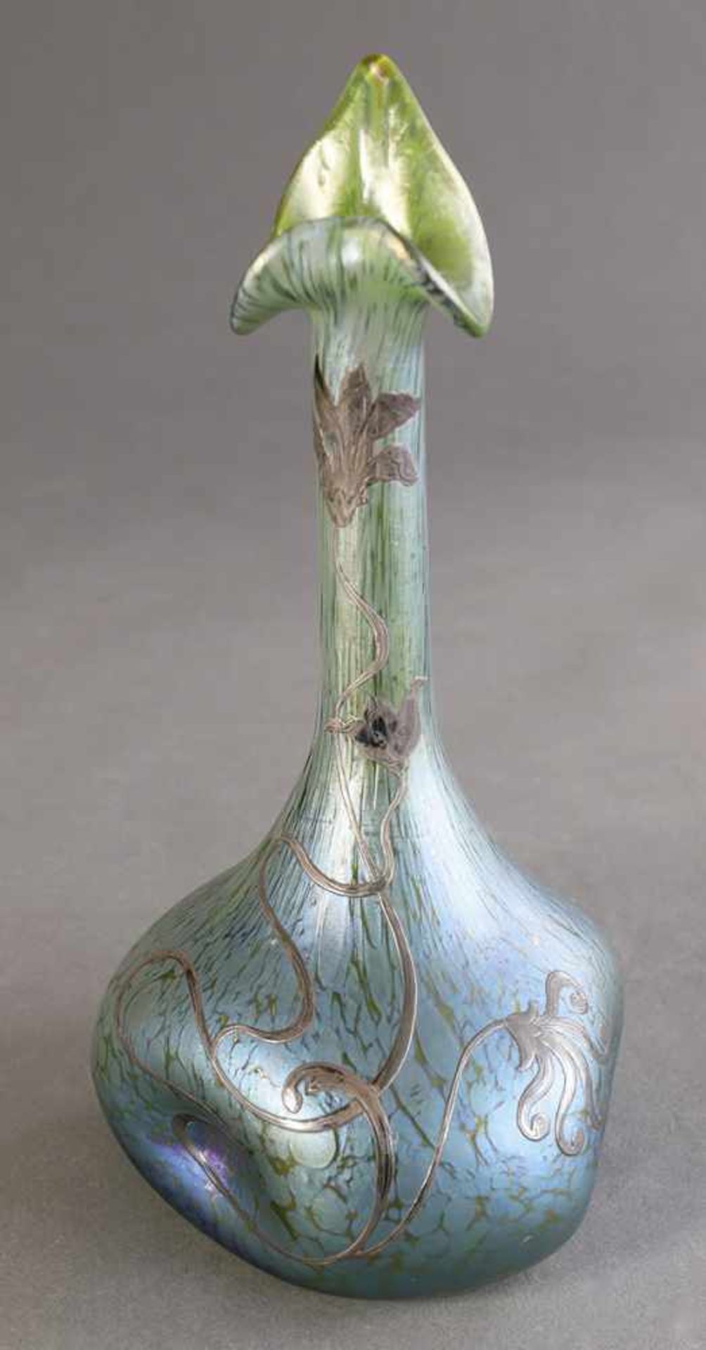Johann Loetz Witwe, KlostermühleLoetz Vase Silver overlayVase Creta Papillon with silver overlay.