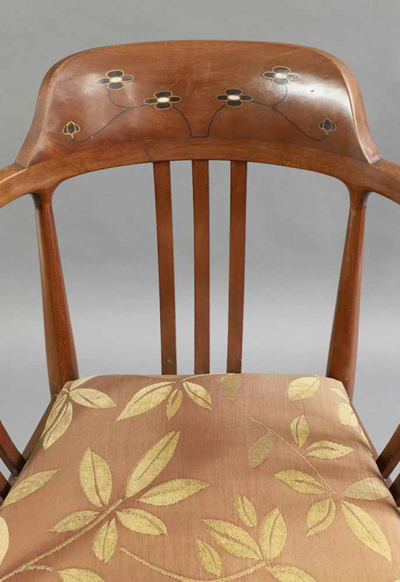 2 Arts and Crafts armchairs, England2 Arts and Crafts armchairs. Around 1900. Wood. Backrest with - Bild 3 aus 4