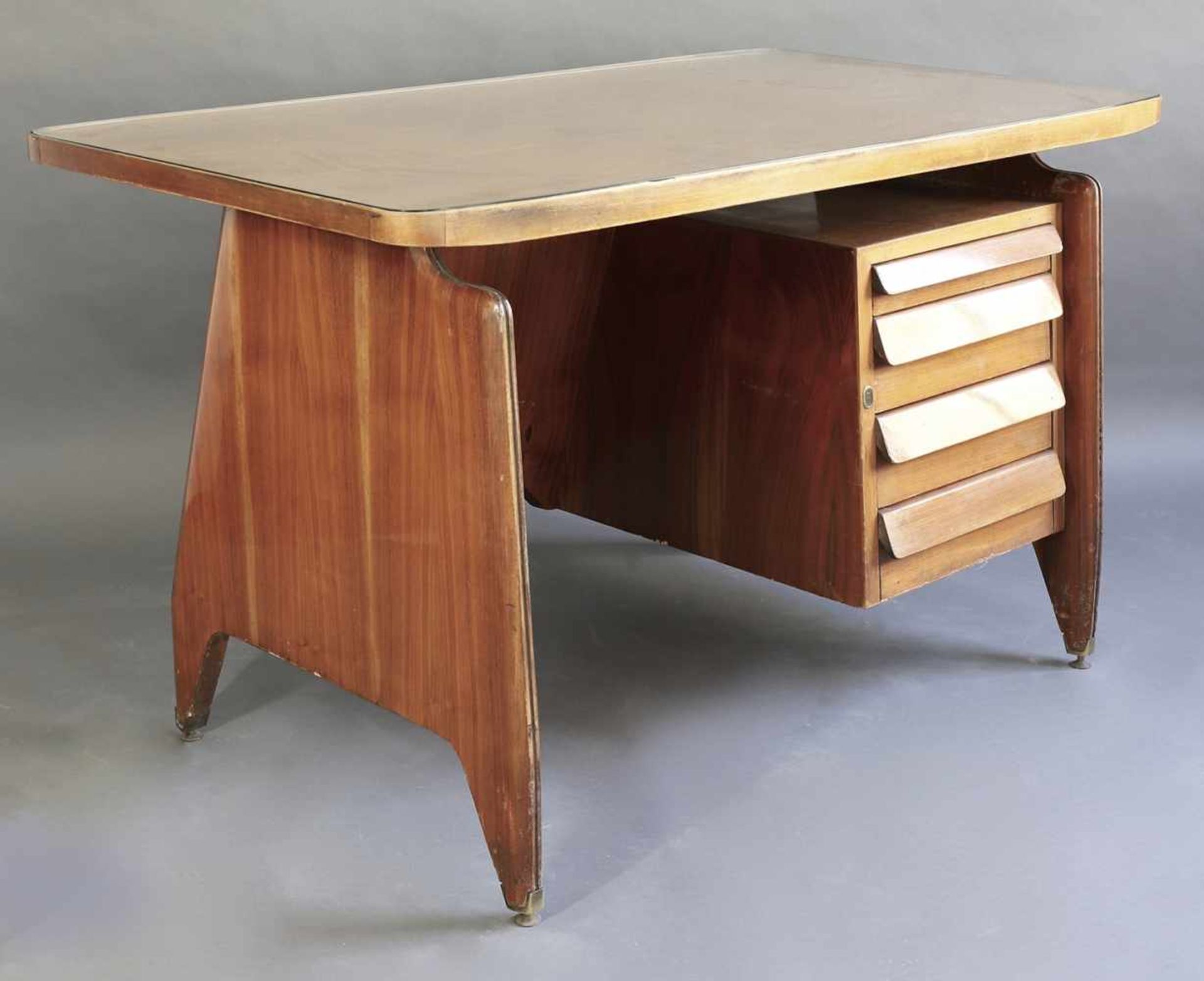 Organic Desk Italy 1950sDesk Italy 1950s. Wood, brass glass. 77.5 x 130 x 75 cm.Design