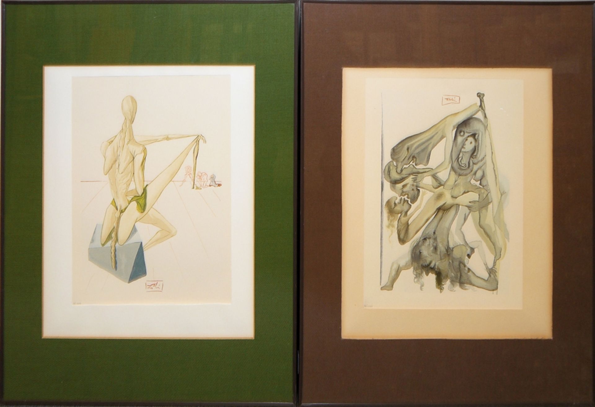 Salvador Dali, 5 Illustrationen zu Dante, Göttliche Komödie, farbige Holzstiche aus: „Hölle“, - Bild 3 aus 9