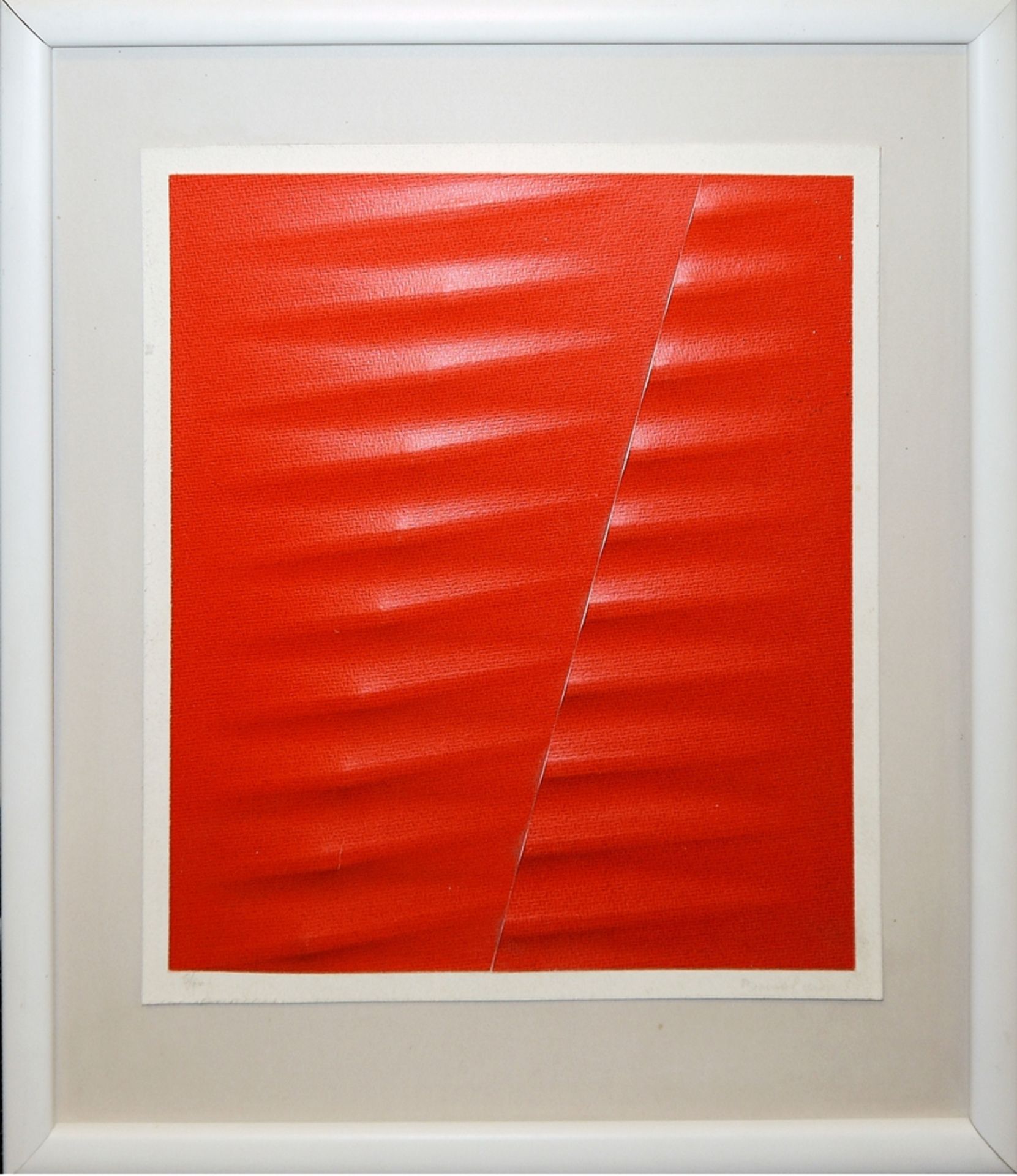 Agostino Bonalumi, Rosso, Tempera auf gefaltetem Papier, Multiple von 2003, handsigniert,