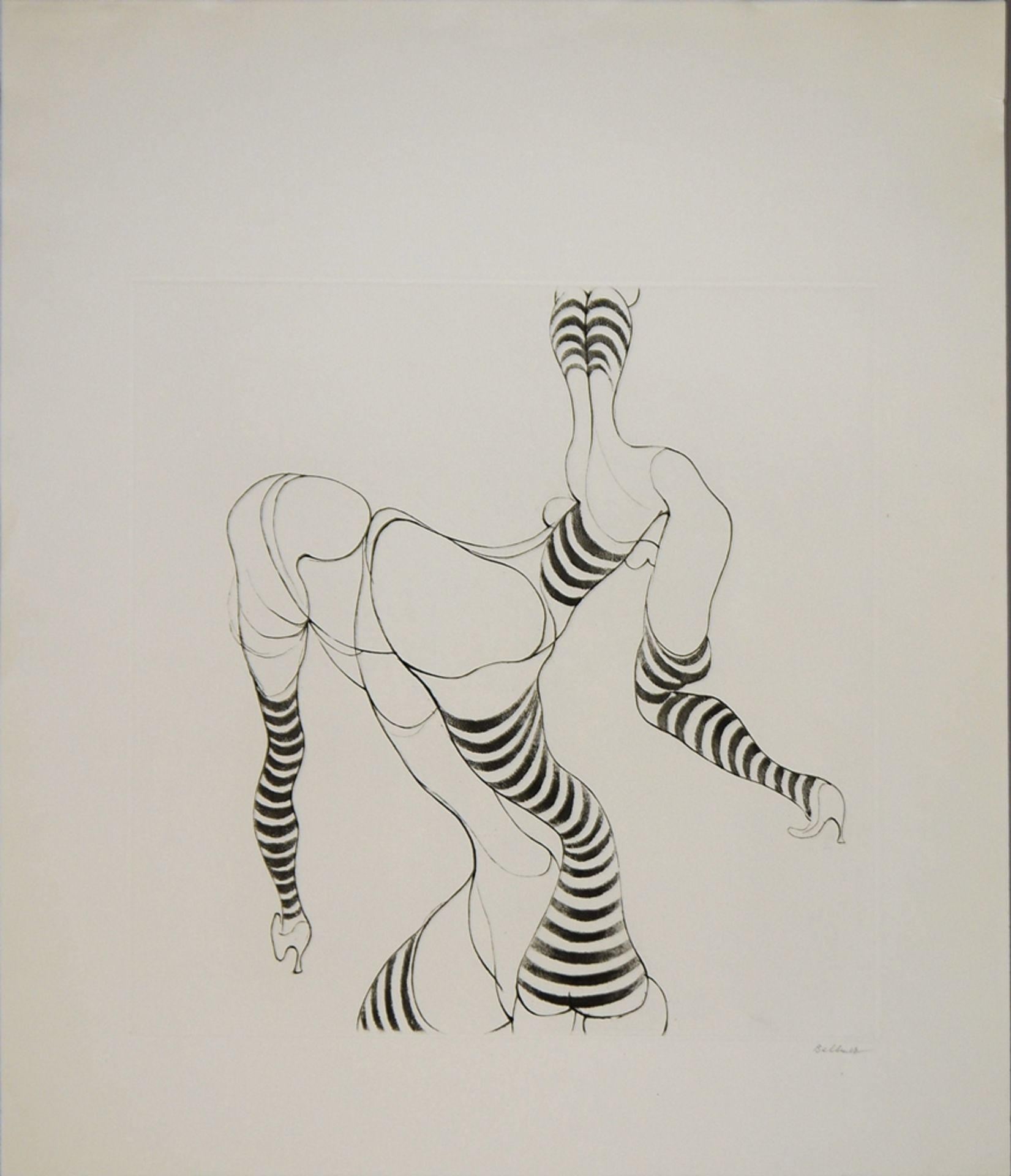 Hans Bellmer, „Liegende in Strümpfen“, signierte Radierung, o. Rahmen<br /