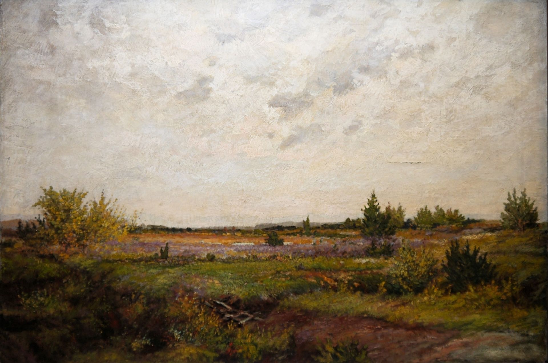 Eduard Lammert, Herbstliche voralpine Mooslandschaft, Ölgemälde von 1924, Goldrahmen<b - Bild 2 aus 4