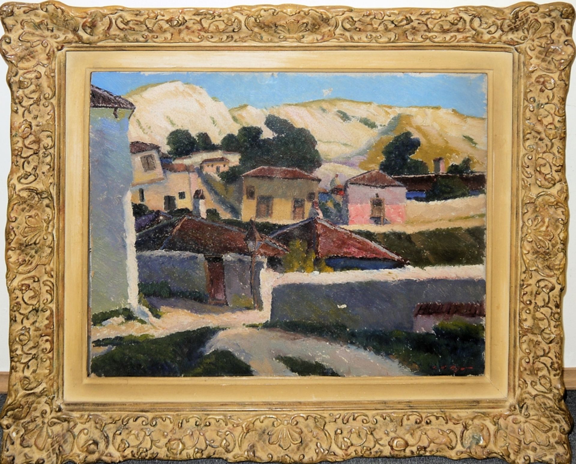 Leon Alexandru Biju, Balchik, Ölgemälde, Impressionistenrahmen<b