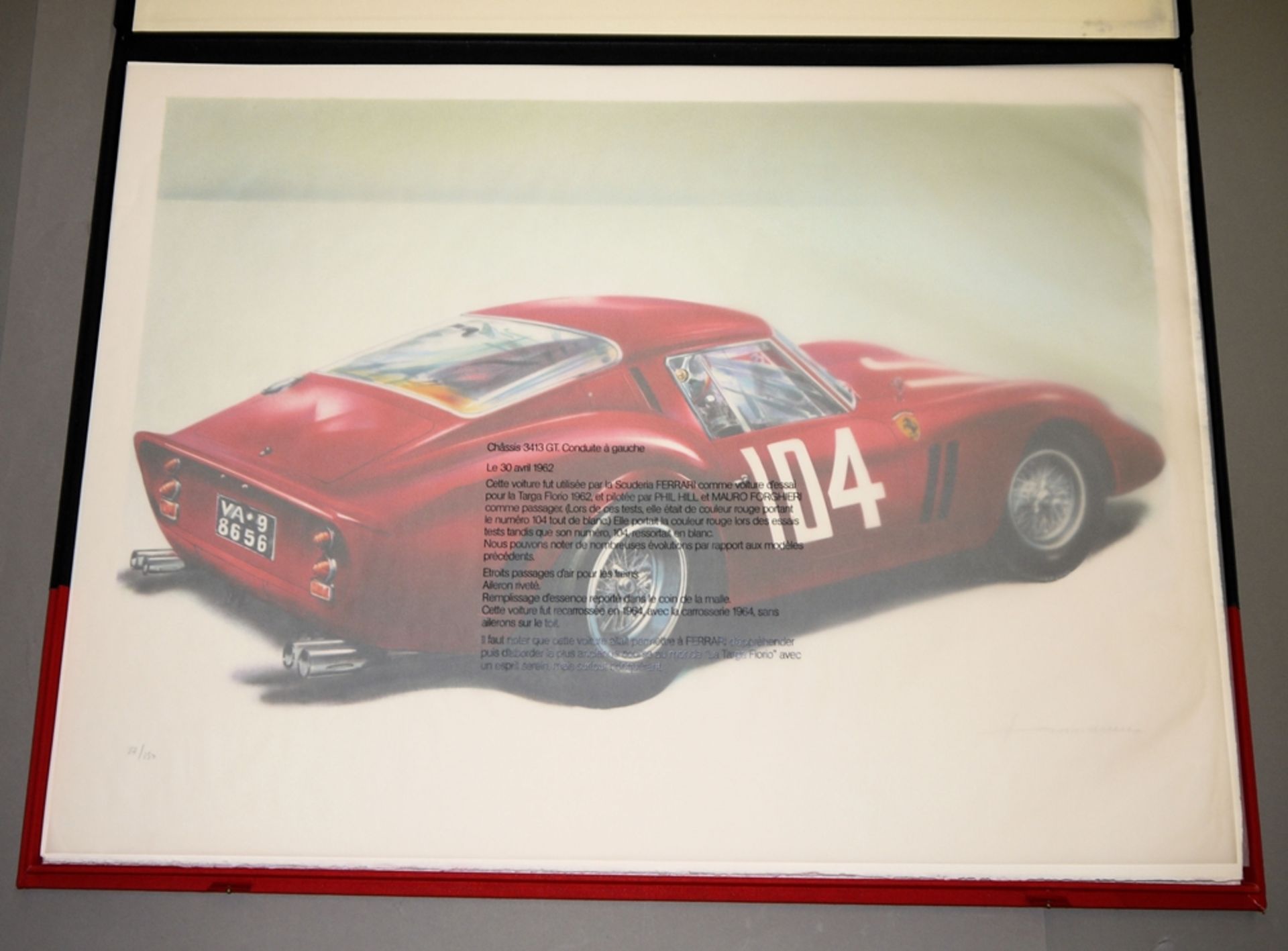 Jean Charles Hirlimann, "Ferrari GTO 250", Mappe mit 8 sign. u. numm. Farblithographien - Image 2 of 4