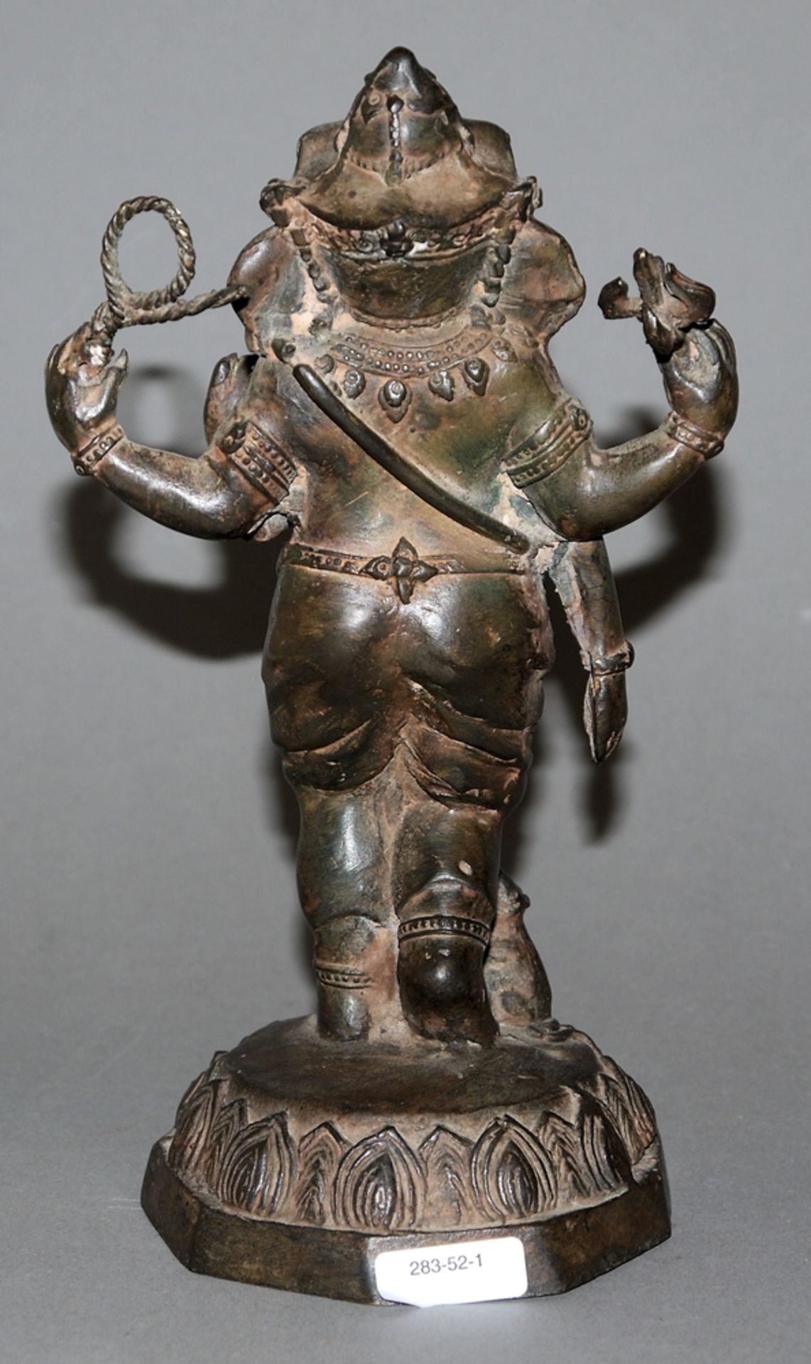 Bronzeplastik des Elefantengottes Ganesha, Indien 20. Jh. - Image 2 of 2