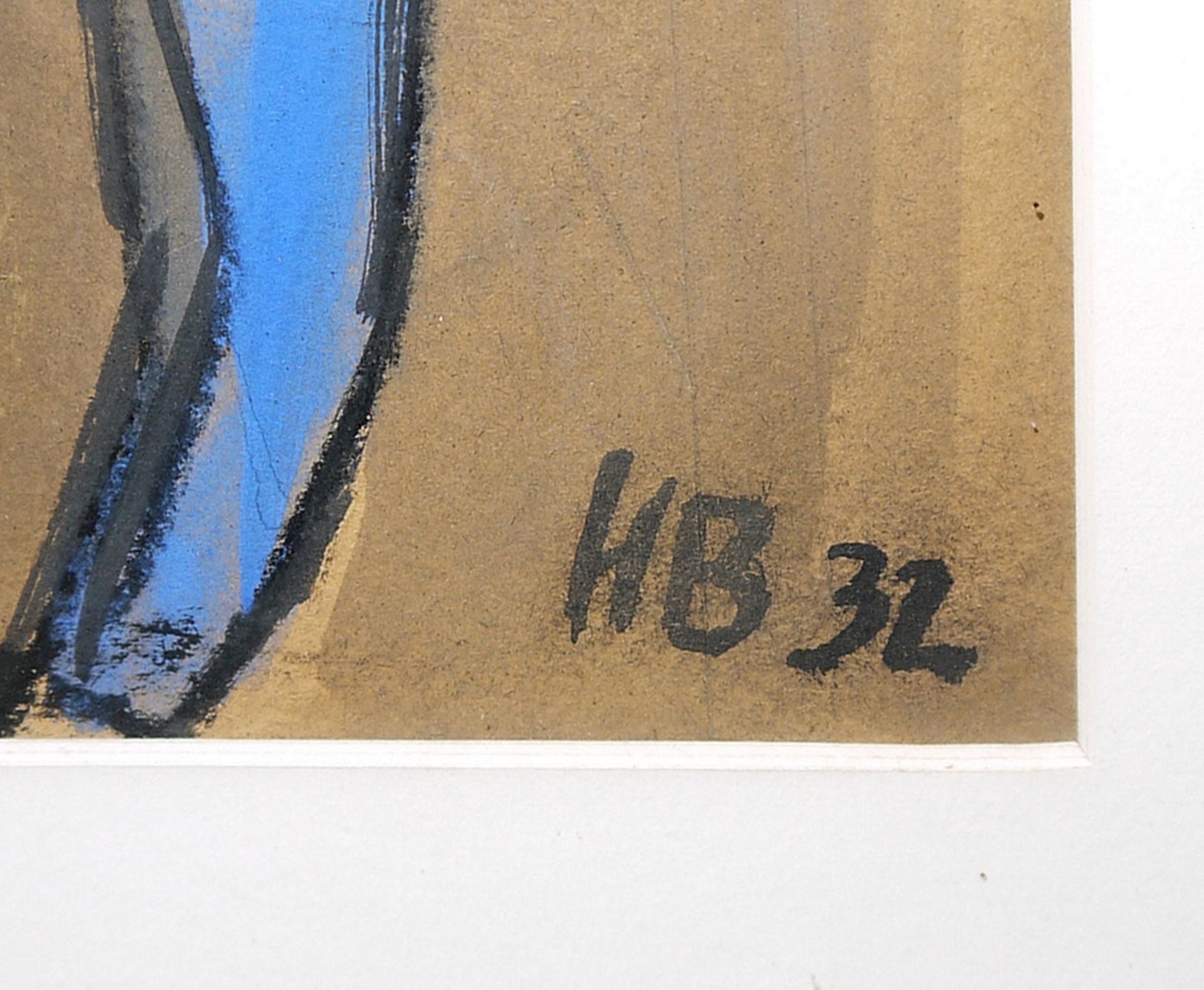 Hans Brasch, Zirkus- Szene, expressionistisches Aquarell von 1932 , gerahmt - Bild 2 aus 2