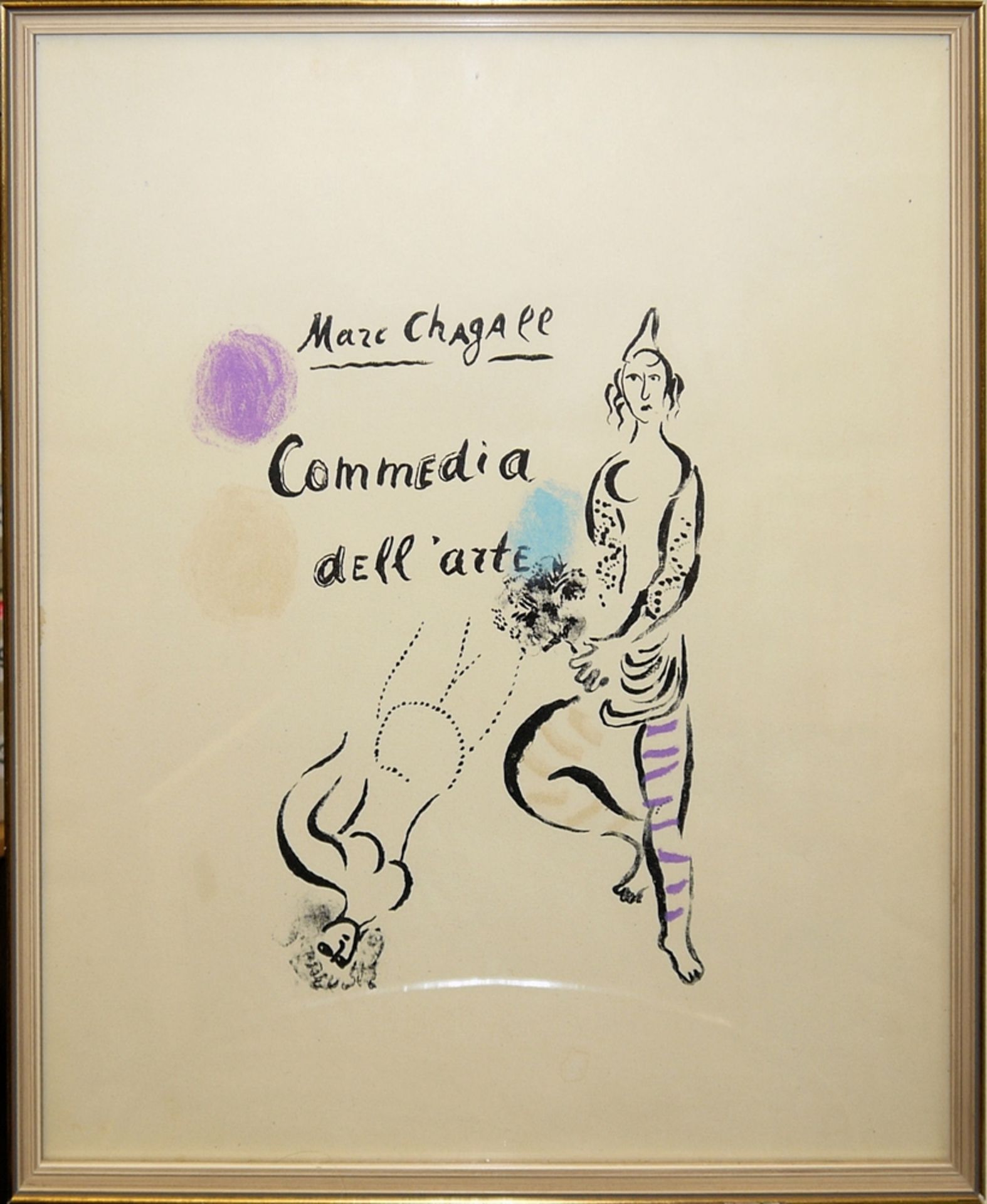 Marc Chagall, “Commedia dell’arte”, Farblithographie von 1963 & Paul Flora, “Venezianische