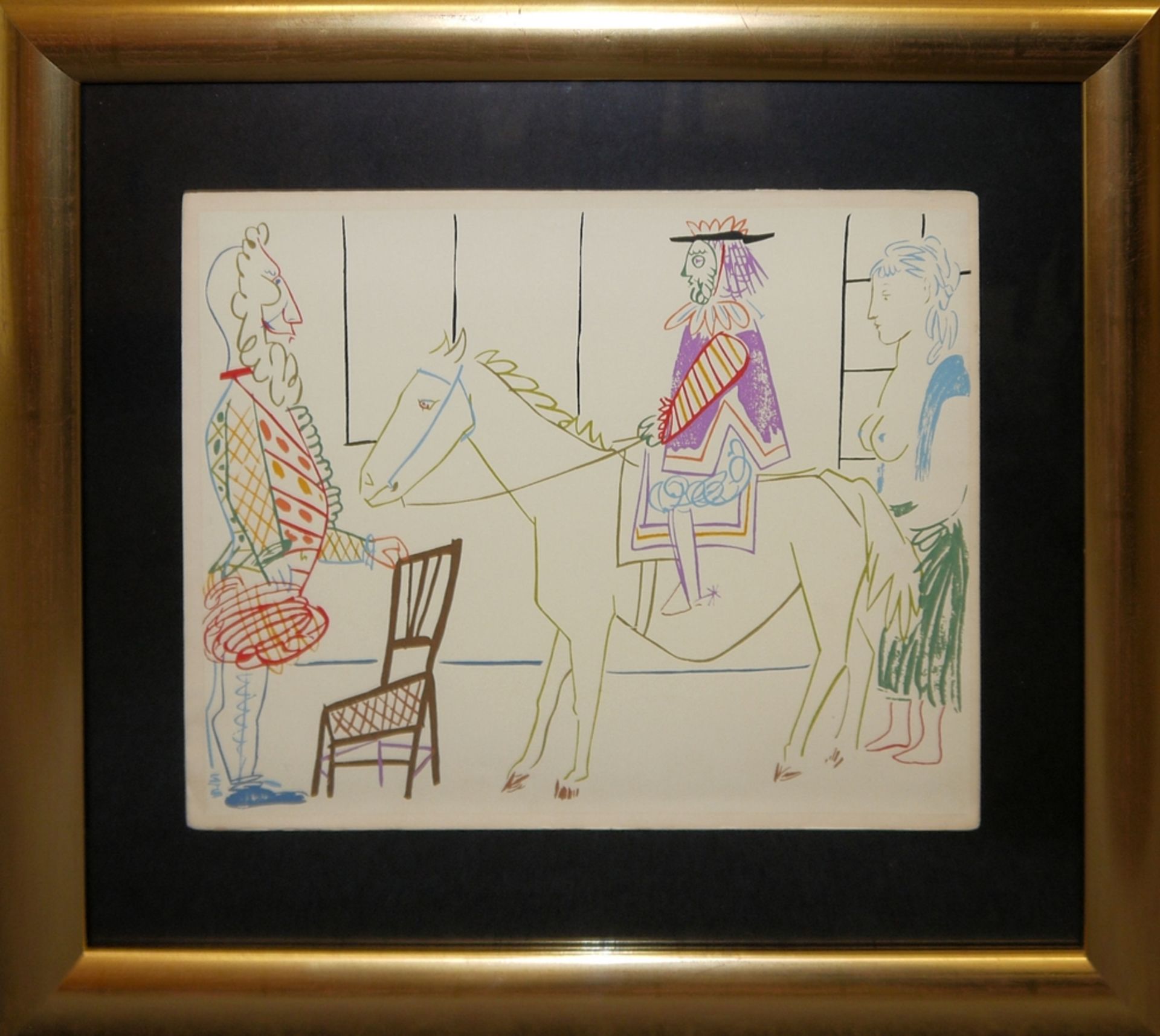 Pablo Picasso, 2 Pochoirs nach farbigen Zeichnungen von 1954, in Atelierrahmen - Bild 3 aus 3