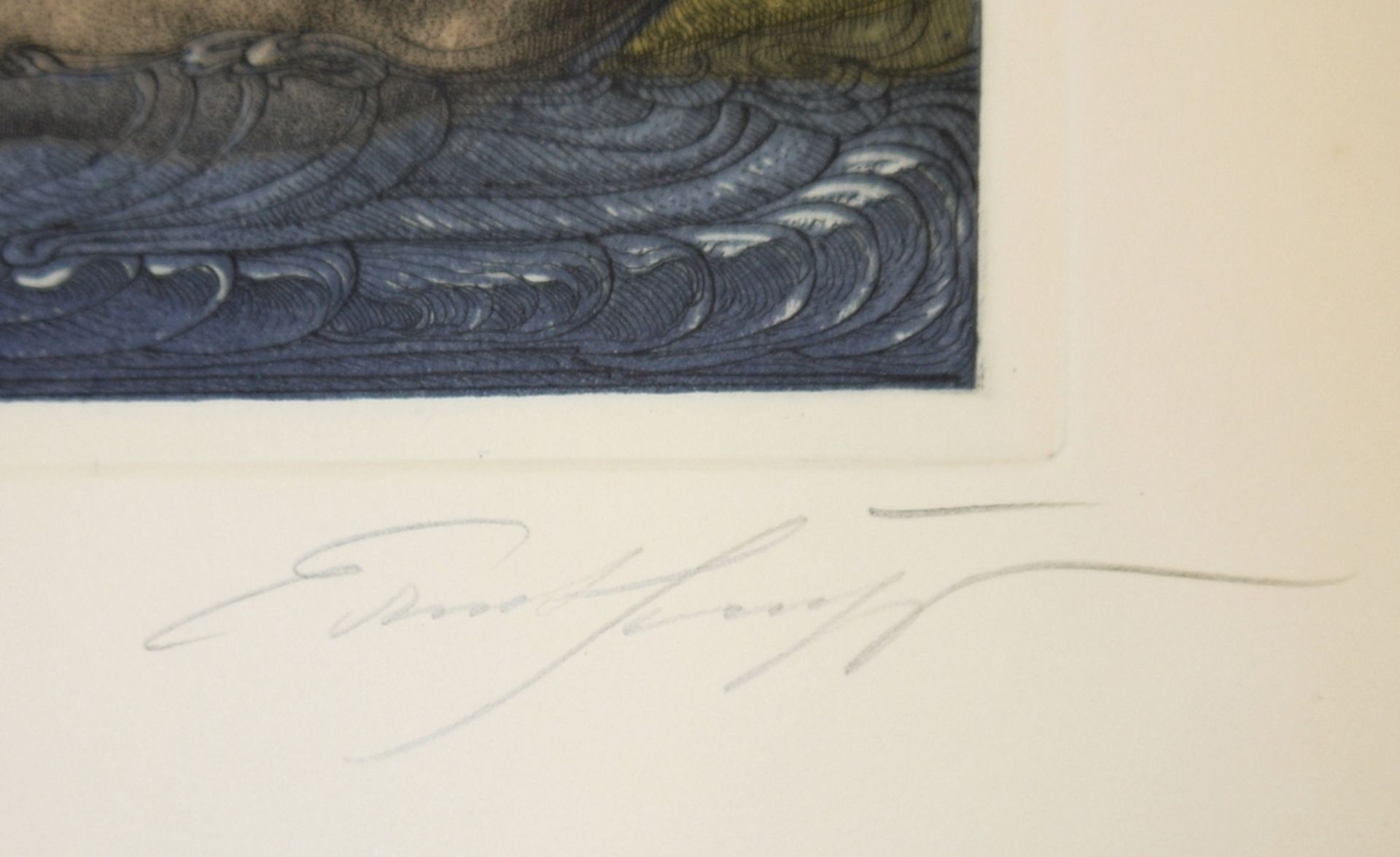 Ernst Fuchs, "Die Bachnymphe", signierte Farbradierung von 1976 - Image 2 of 2