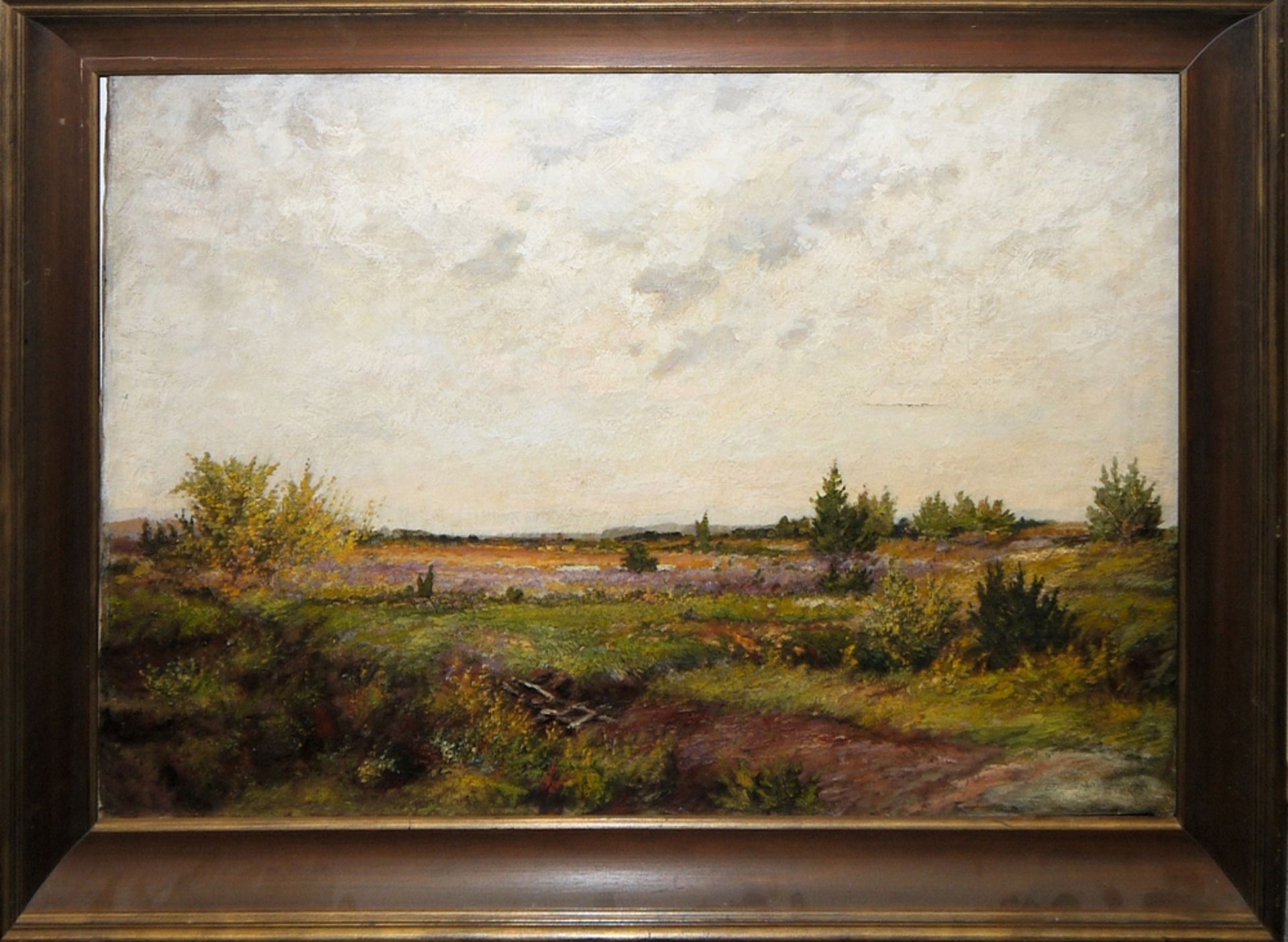 Eduard Lammert, Herbstliche voralpine Mooslandschaft, Ölgemälde von 1924, Goldrahmen<b