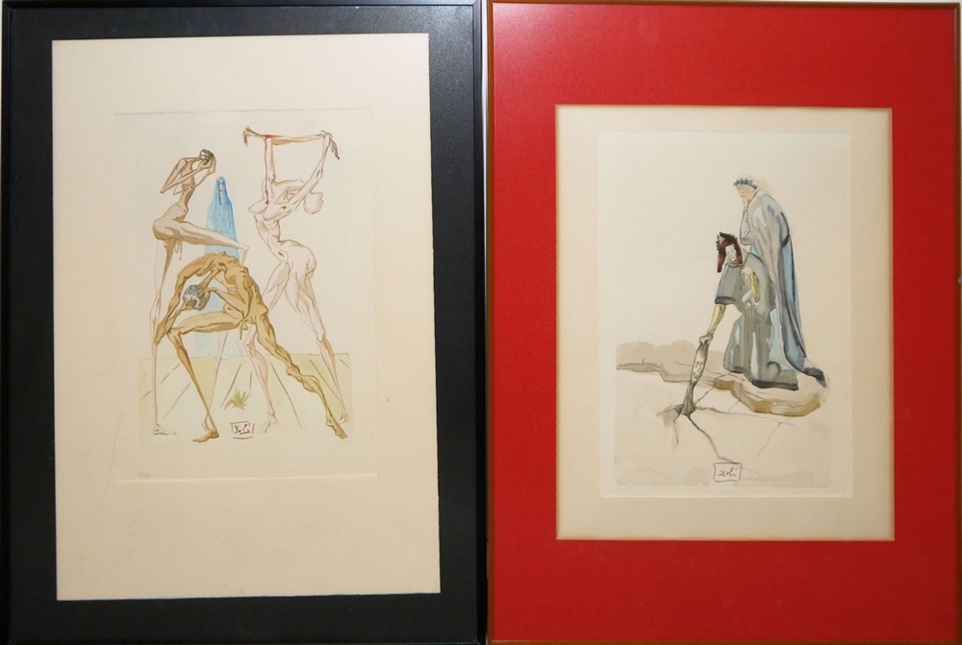 Salvador Dali, 5 Illustrationen zu Dante, Göttliche Komödie, farbige Holzstiche aus: „Hölle“, - Bild 6 aus 9