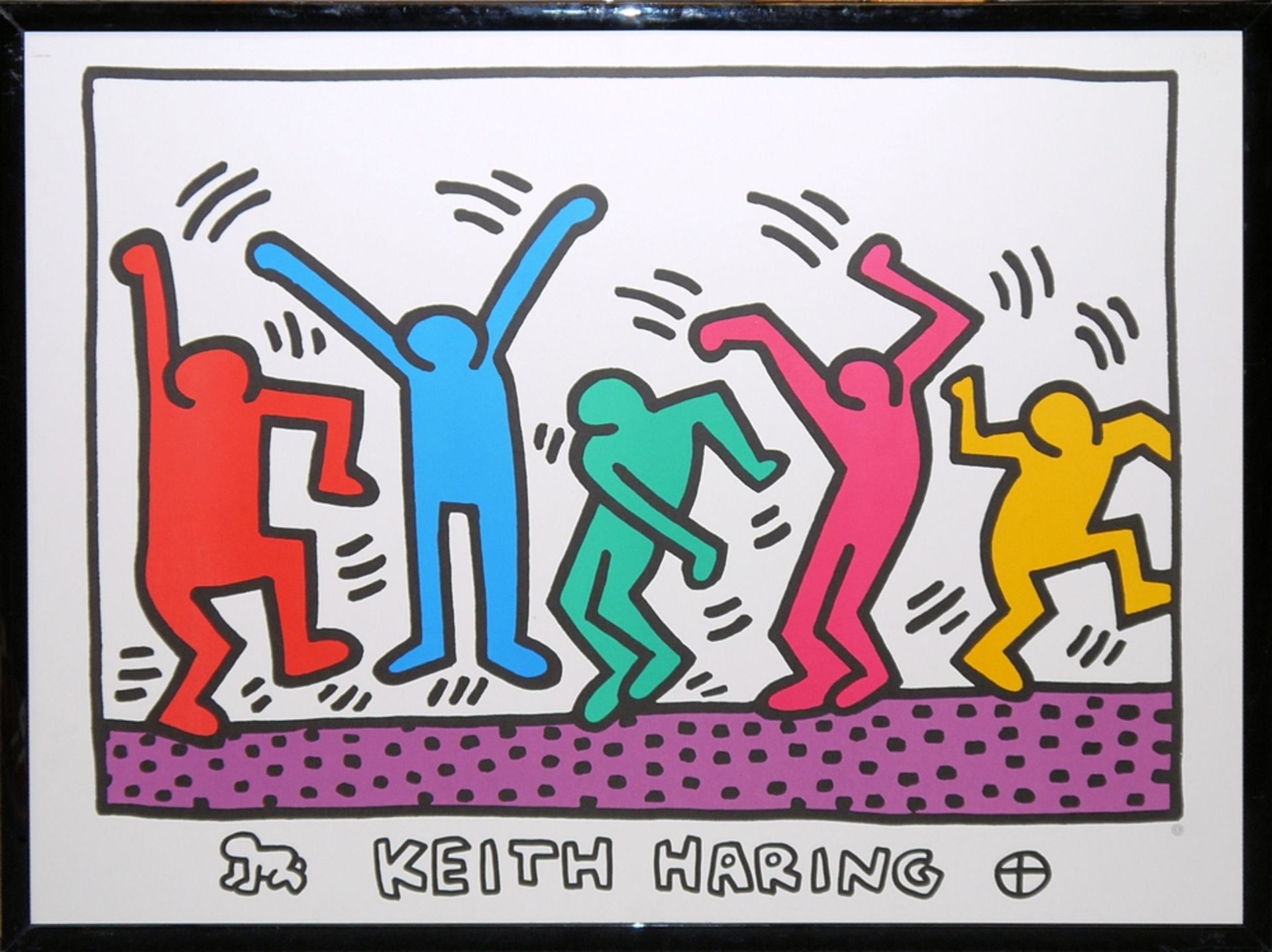 Keith Haring Estate, " Dance" , große & kleinere Version, 2 Farbserigraphien, gerahmt< - Image 2 of 3