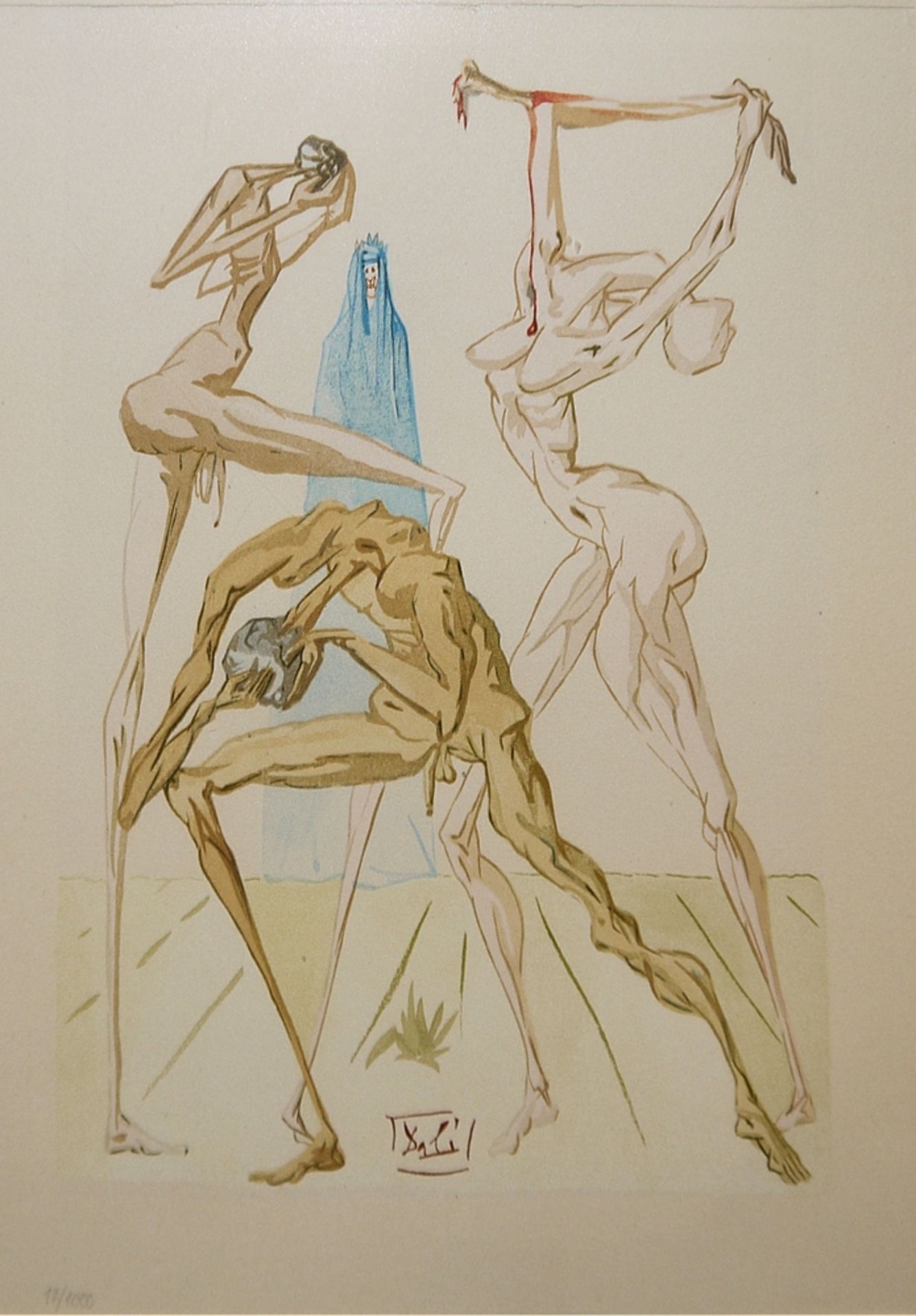 Salvador Dali, 5 Illustrationen zu Dante, Göttliche Komödie, farbige Holzstiche aus: „Hölle“, - Image 8 of 9