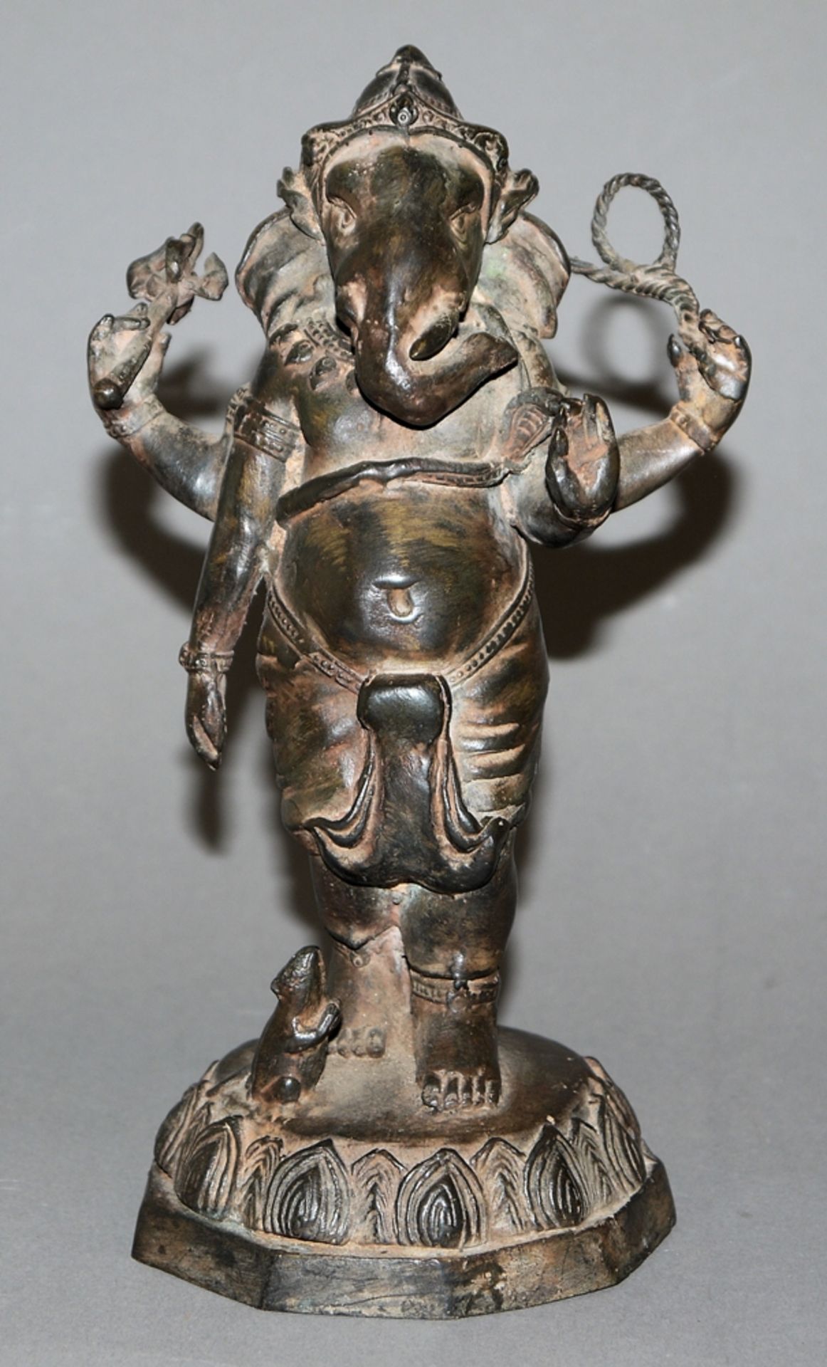 Bronzeplastik des Elefantengottes Ganesha, Indien 20. Jh.