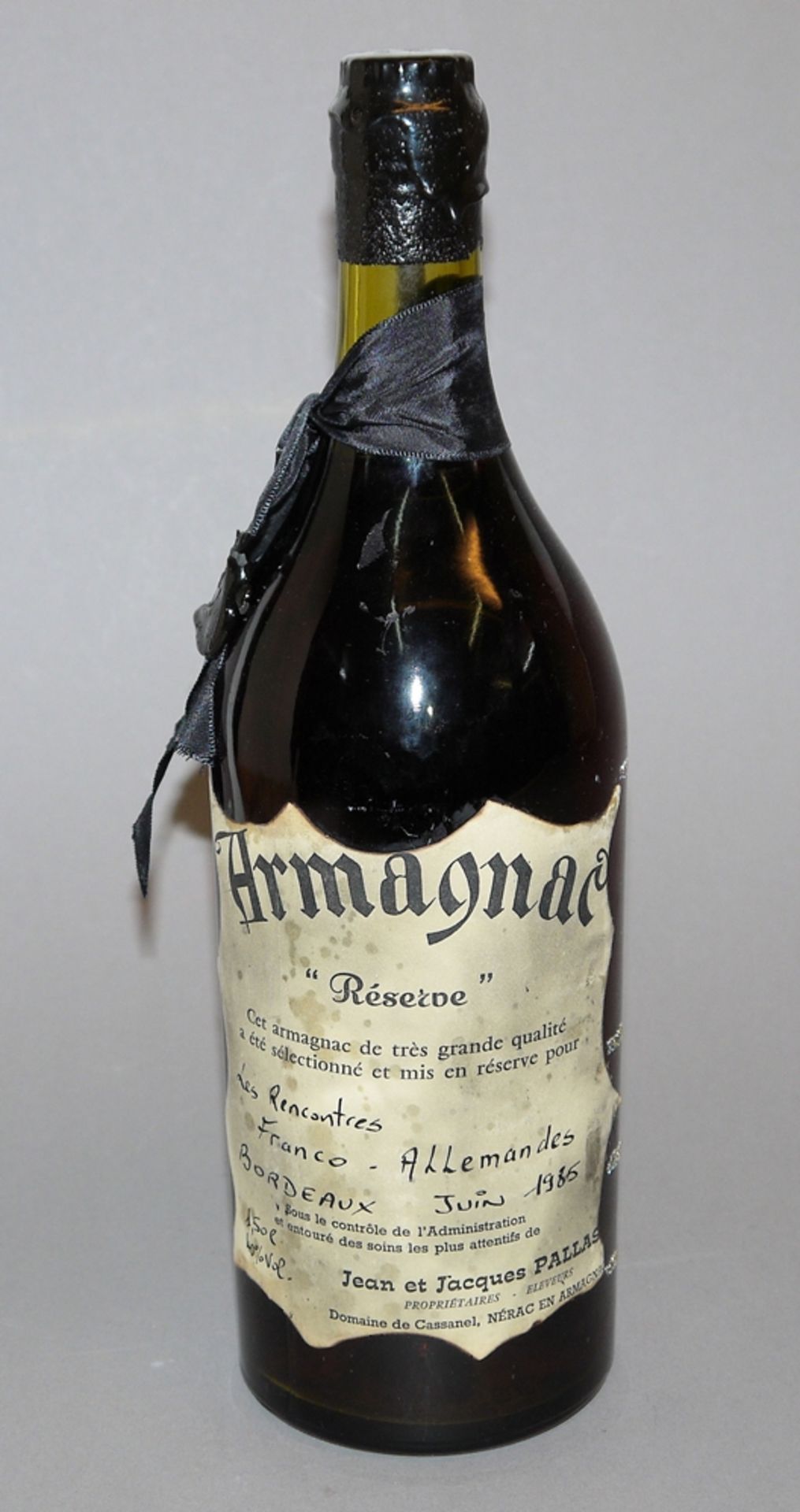 Armagnac Reserve Jean et Jacques Pallas, Bordeaux 1985 Magnum