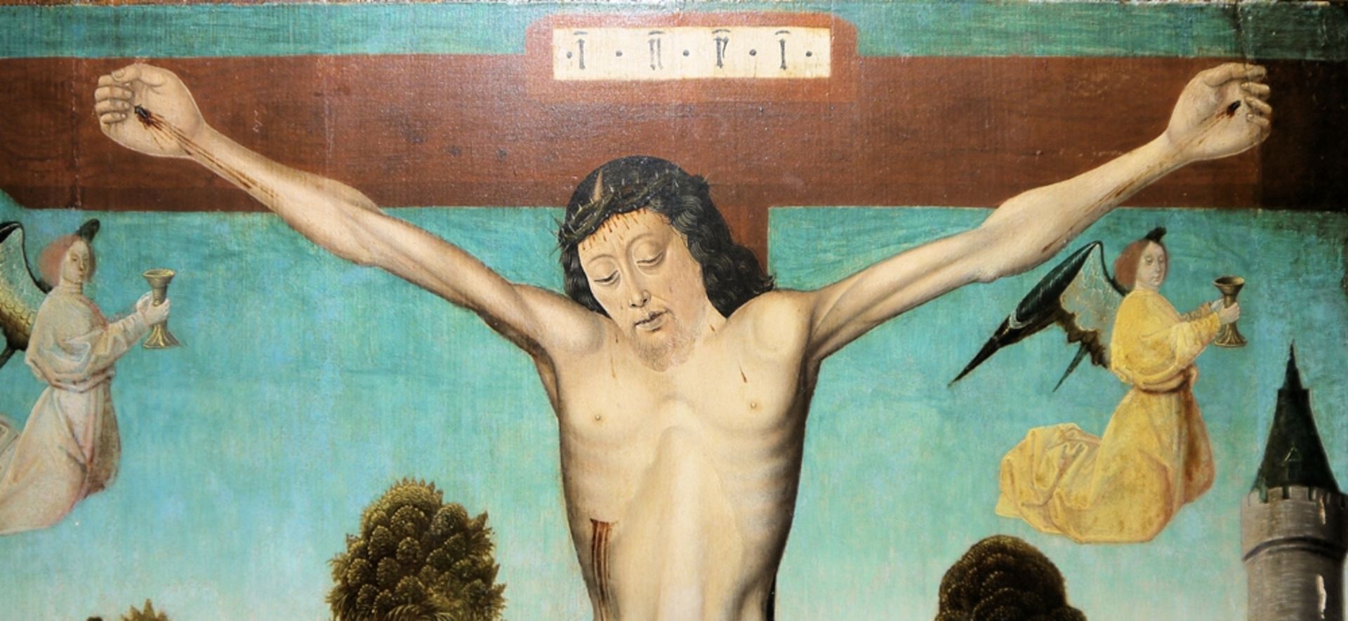 Anonym, niederrheinisch um 1480, Die Kreuzigung Christi, gerahmt mit wissenschaftlicher - Bild 5 aus 9