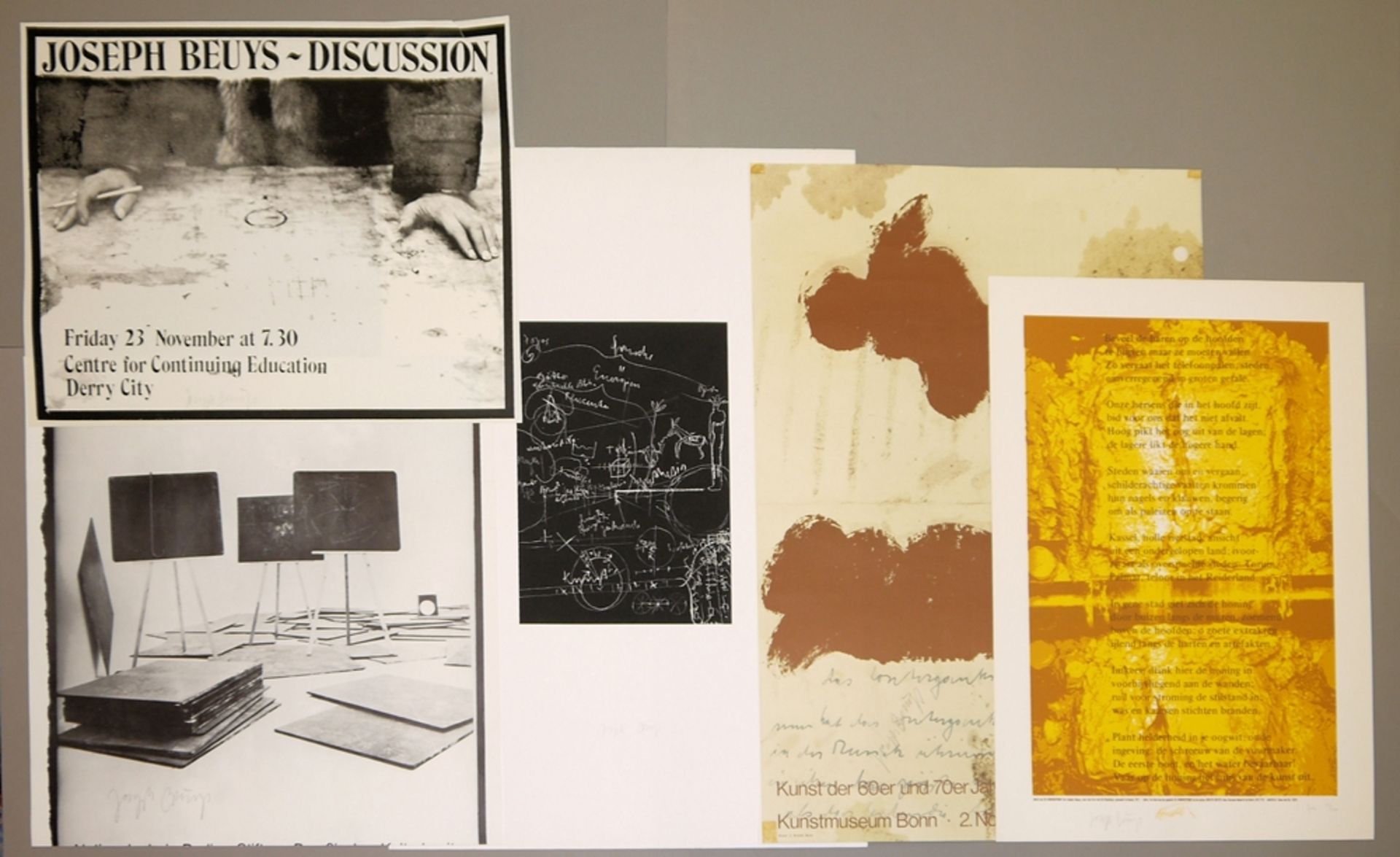 Joseph Beuys, 5 signierte Graphiken/Plakate ua. "De Honingpomp", signierter Siebdruck, 1978 & "Tafel